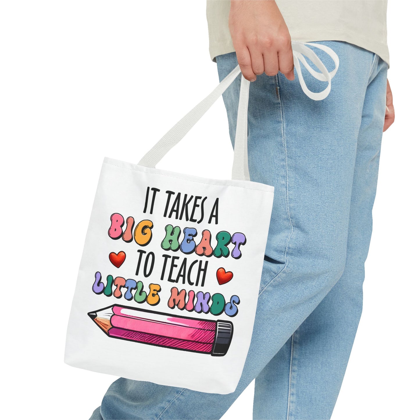 Big Heart Teacher Tote Bag - Colorful Design for Educators