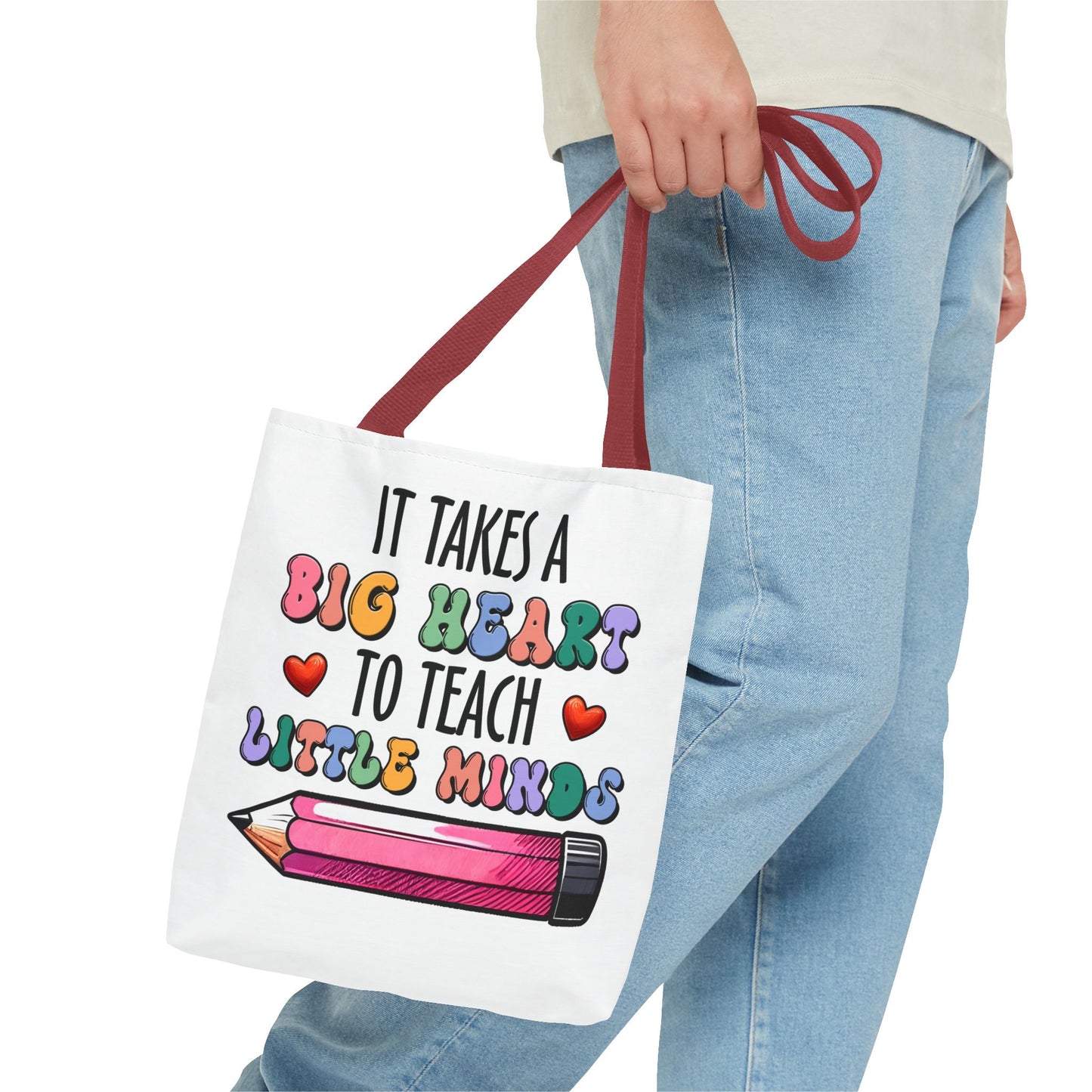 Big Heart Teacher Tote Bag - Colorful Design for Educators