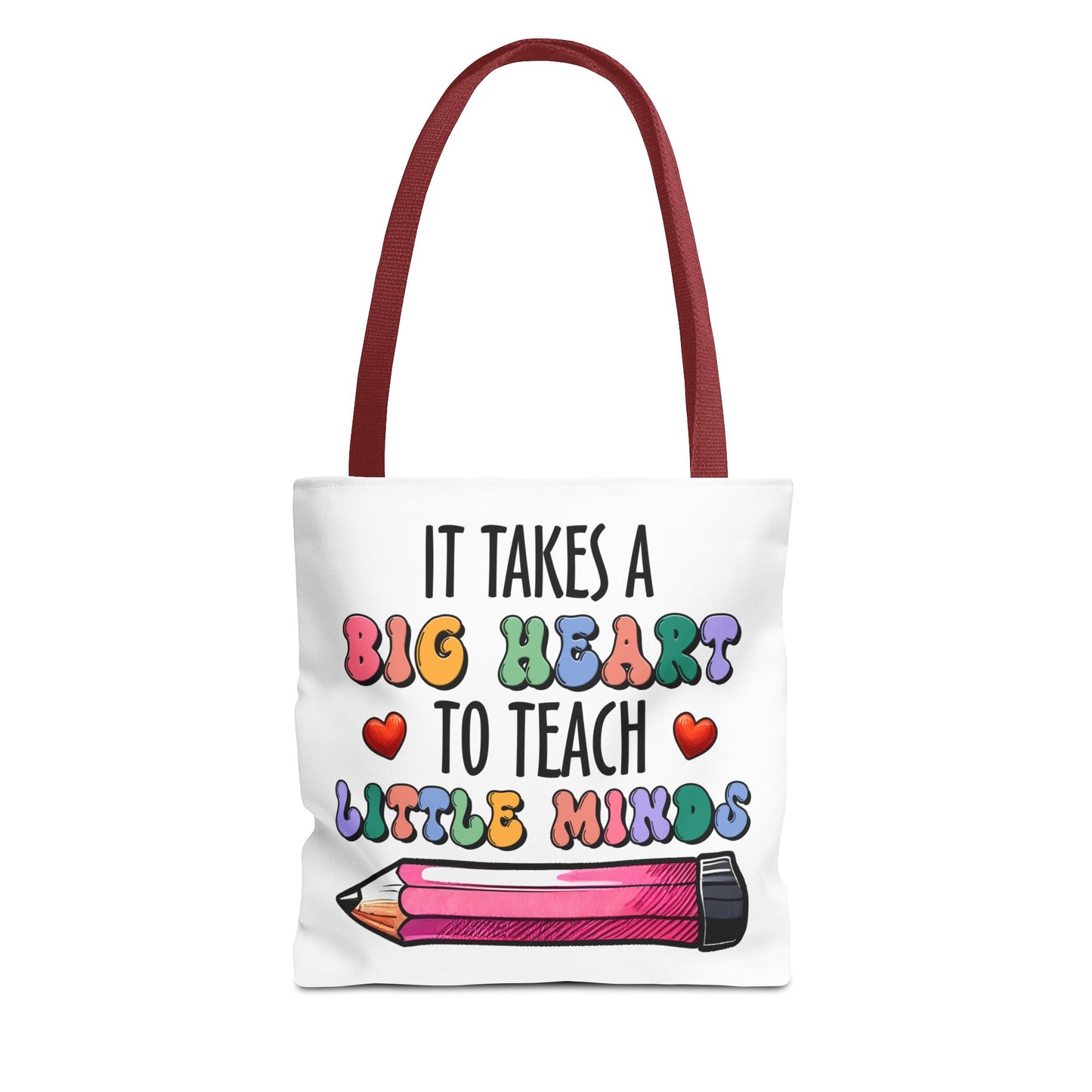 Big Heart Teacher Tote Bag - Colorful Design for Educators