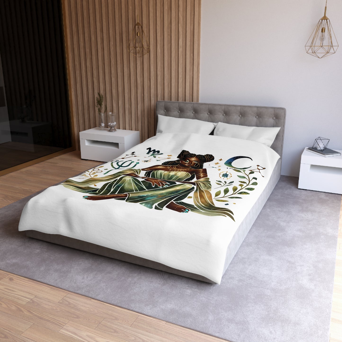 Virgo Goddess Duvet Cover — Zodiac Astrology Microfiber Bedding