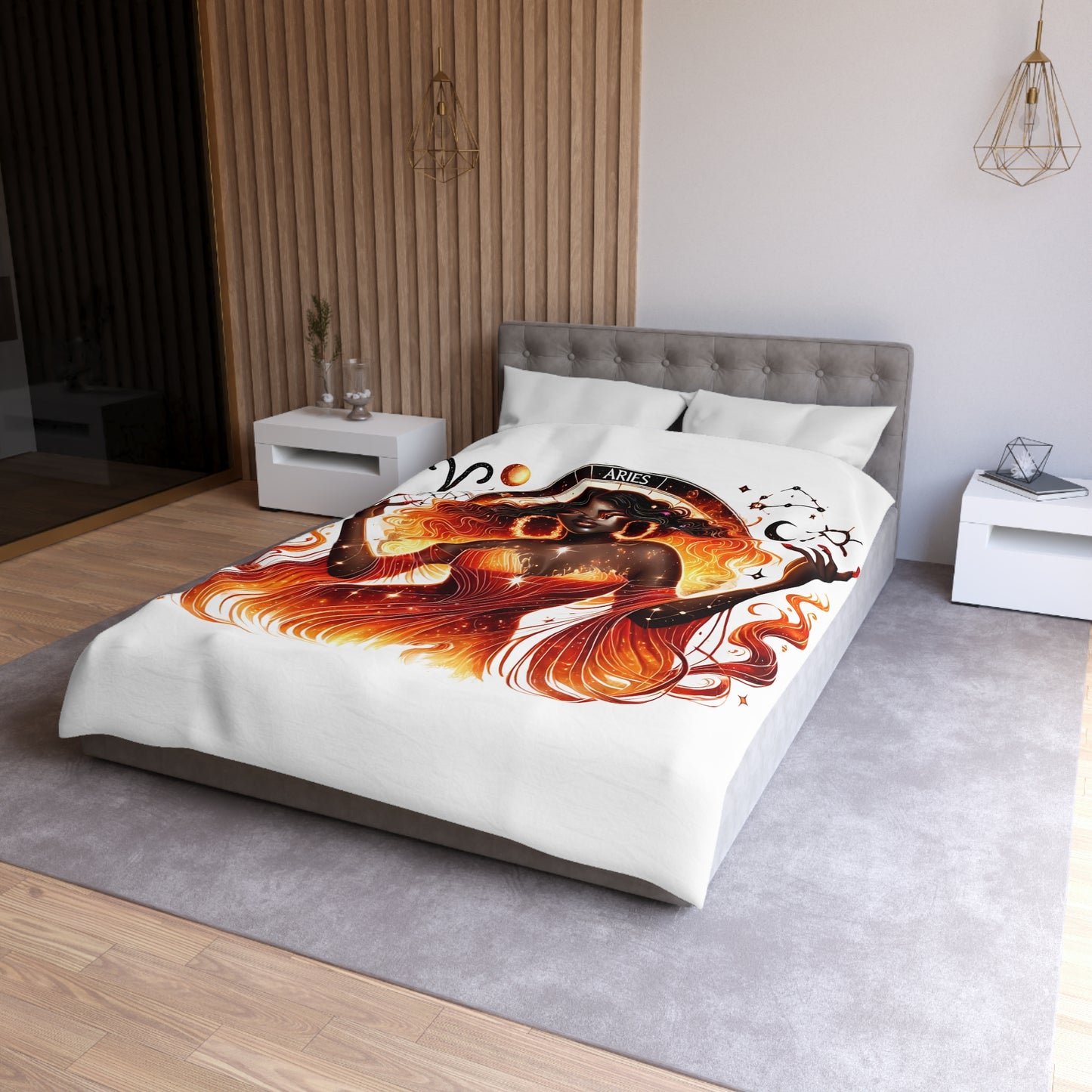 Aries Fire Goddess Duvet Cover — Zodiac Astrology Bedding