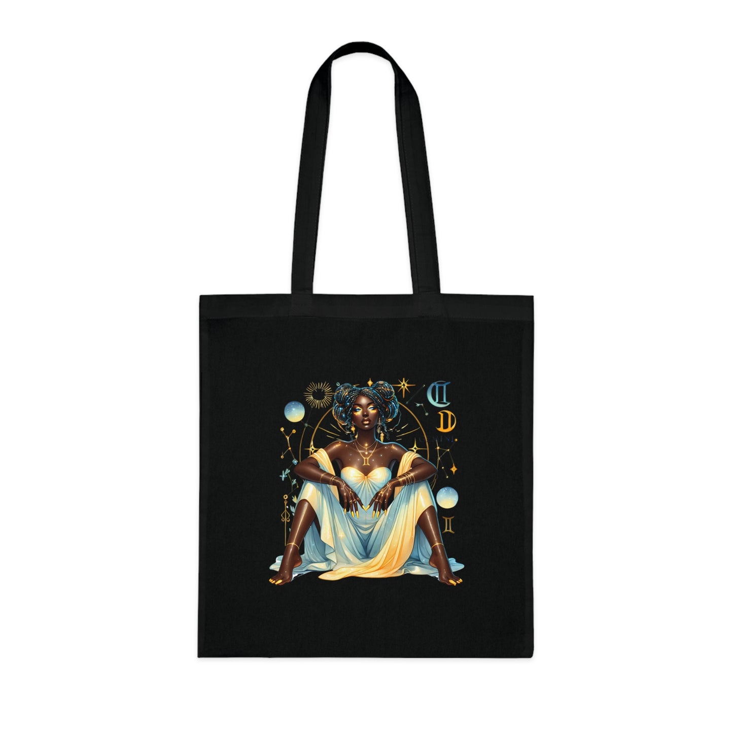 Zodiac Gemini Goddess Cotton Tote Bag — Astrological Art Market Tote