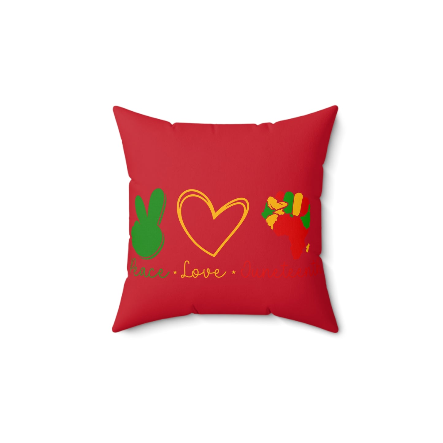 Peace Love Unity Square Pillow - Red Decorative Cushion