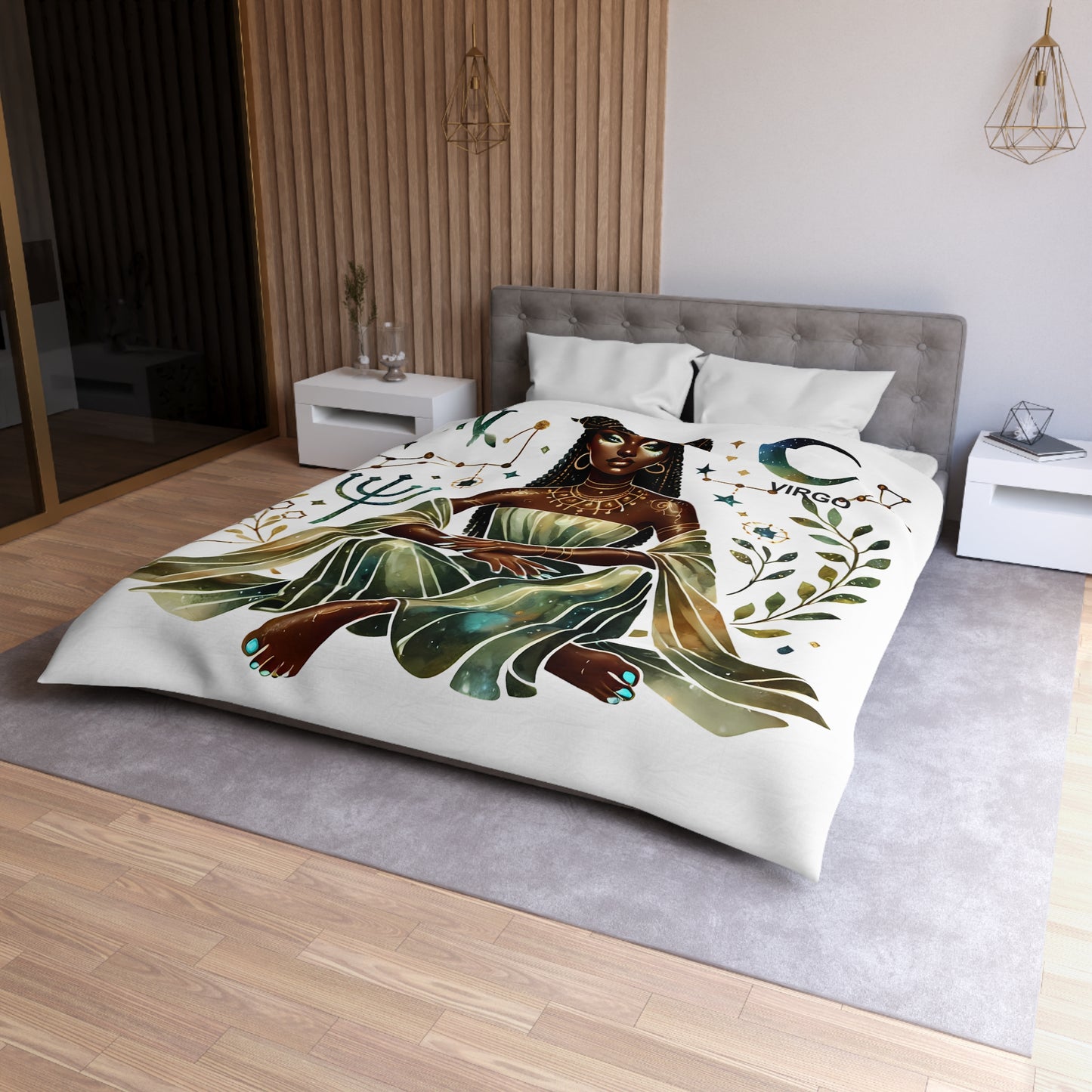 Virgo Goddess Duvet Cover — Zodiac Astrology Microfiber Bedding