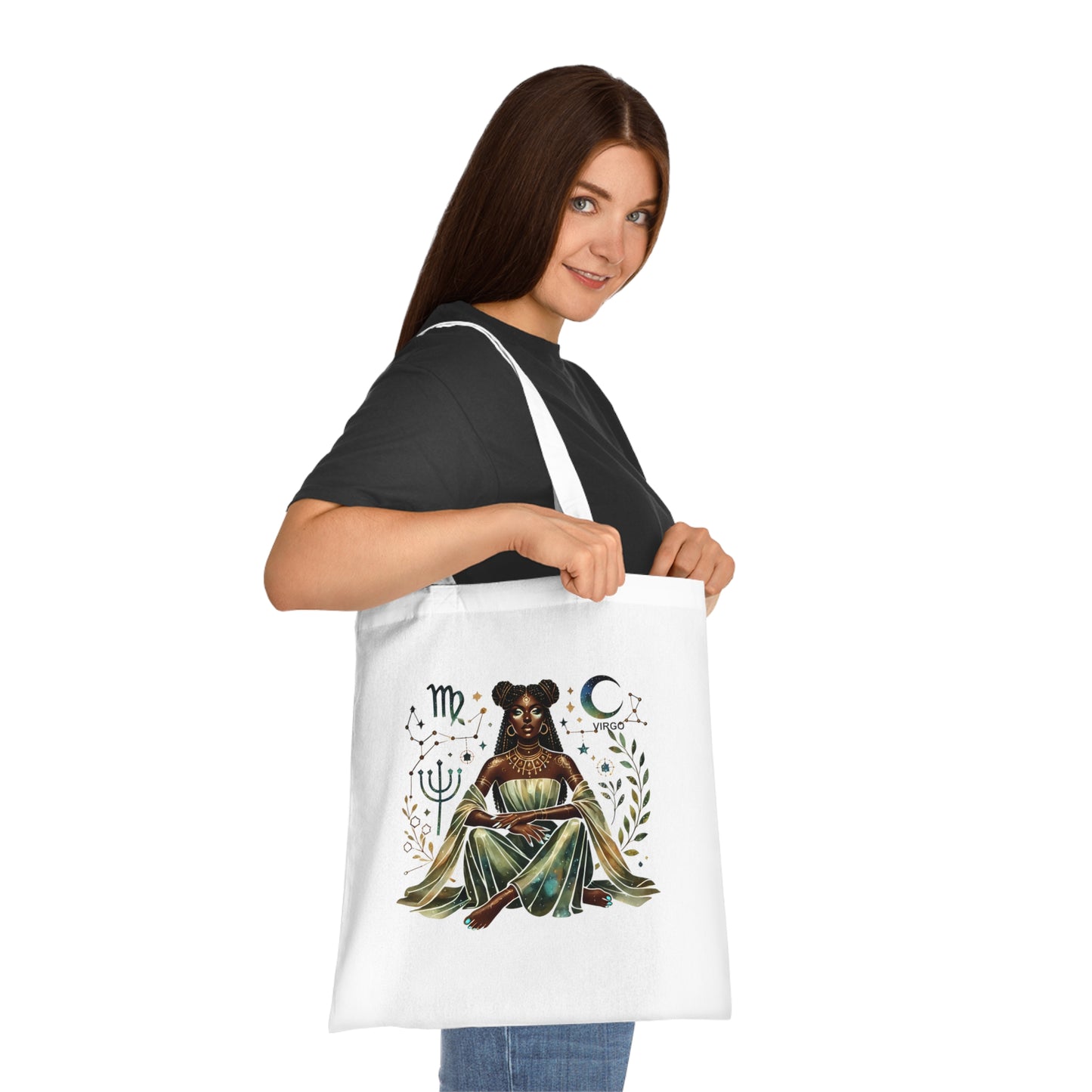 Virgo Zodiac Goddess Cotton Tote — Astrology Bookish Tarot Tote Bag