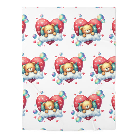 Cute Heart Pattern Baby Swaddle Blanket with Bubble and Puppy Design