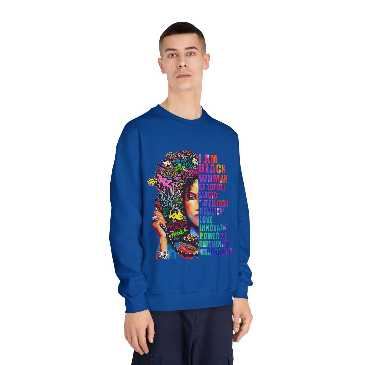 Black Woman Affirmation Sweatshirt — "I Am Black Woman" Empowerment Crewneck