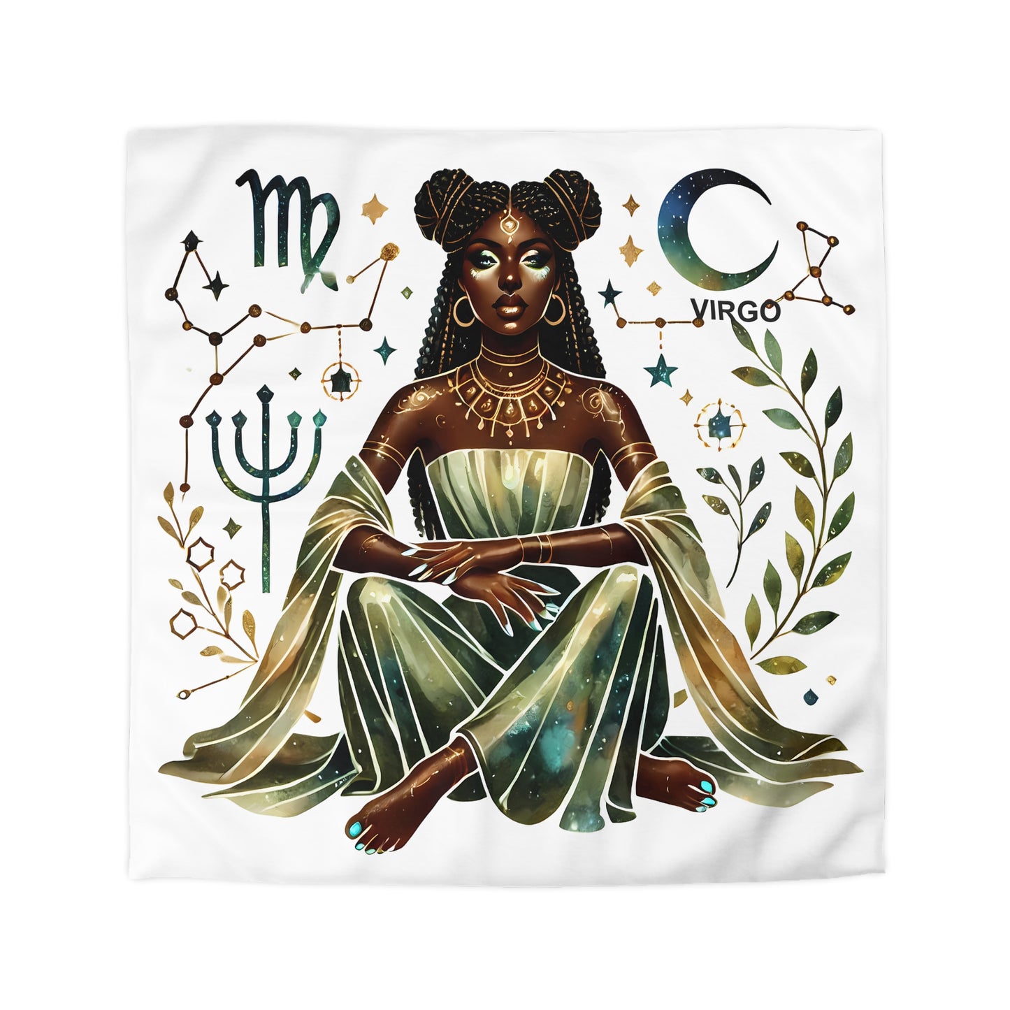 Virgo Goddess Duvet Cover — Zodiac Astrology Microfiber Bedding