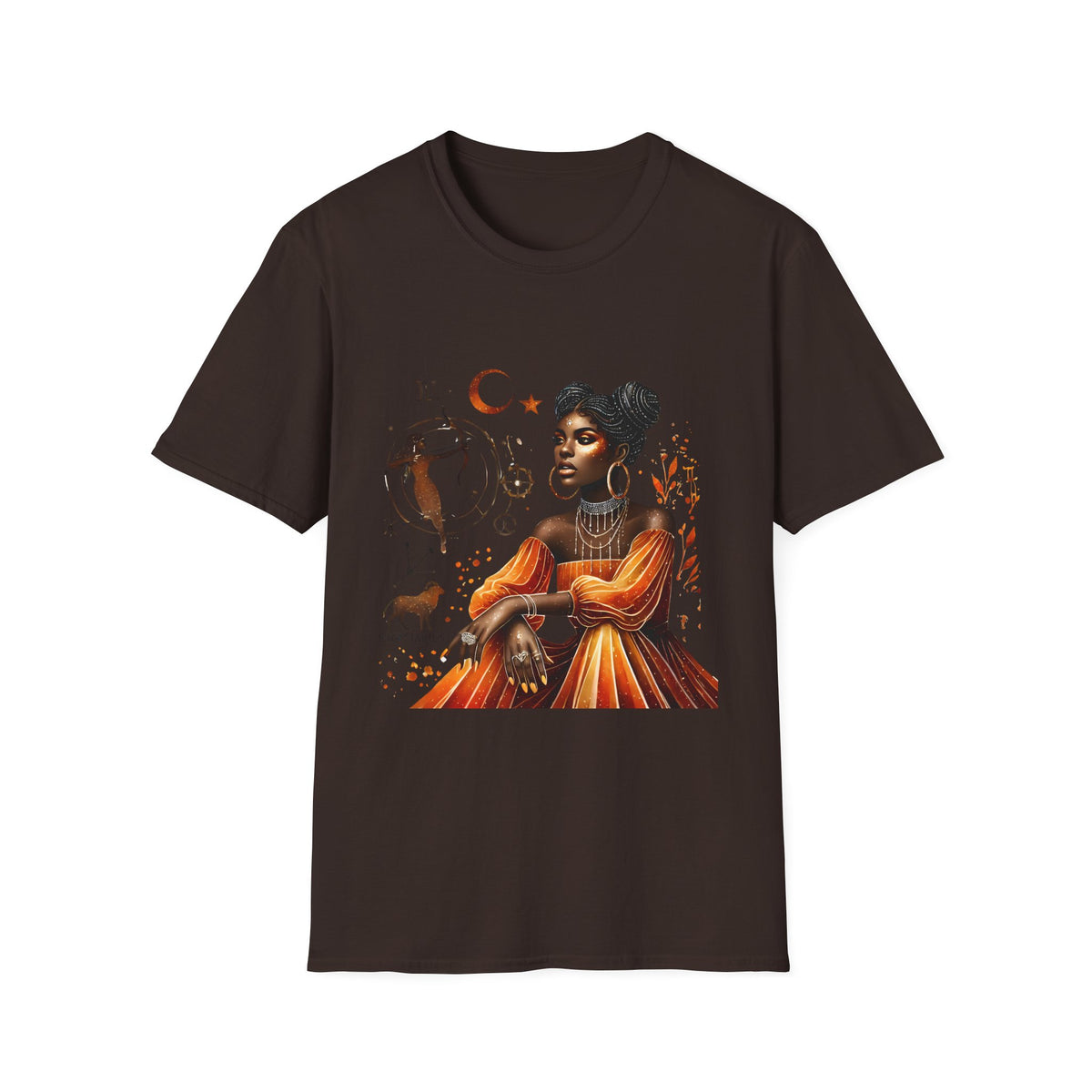 Astrology Queen T-Shirt — Black Woman Zodiac Art Tee