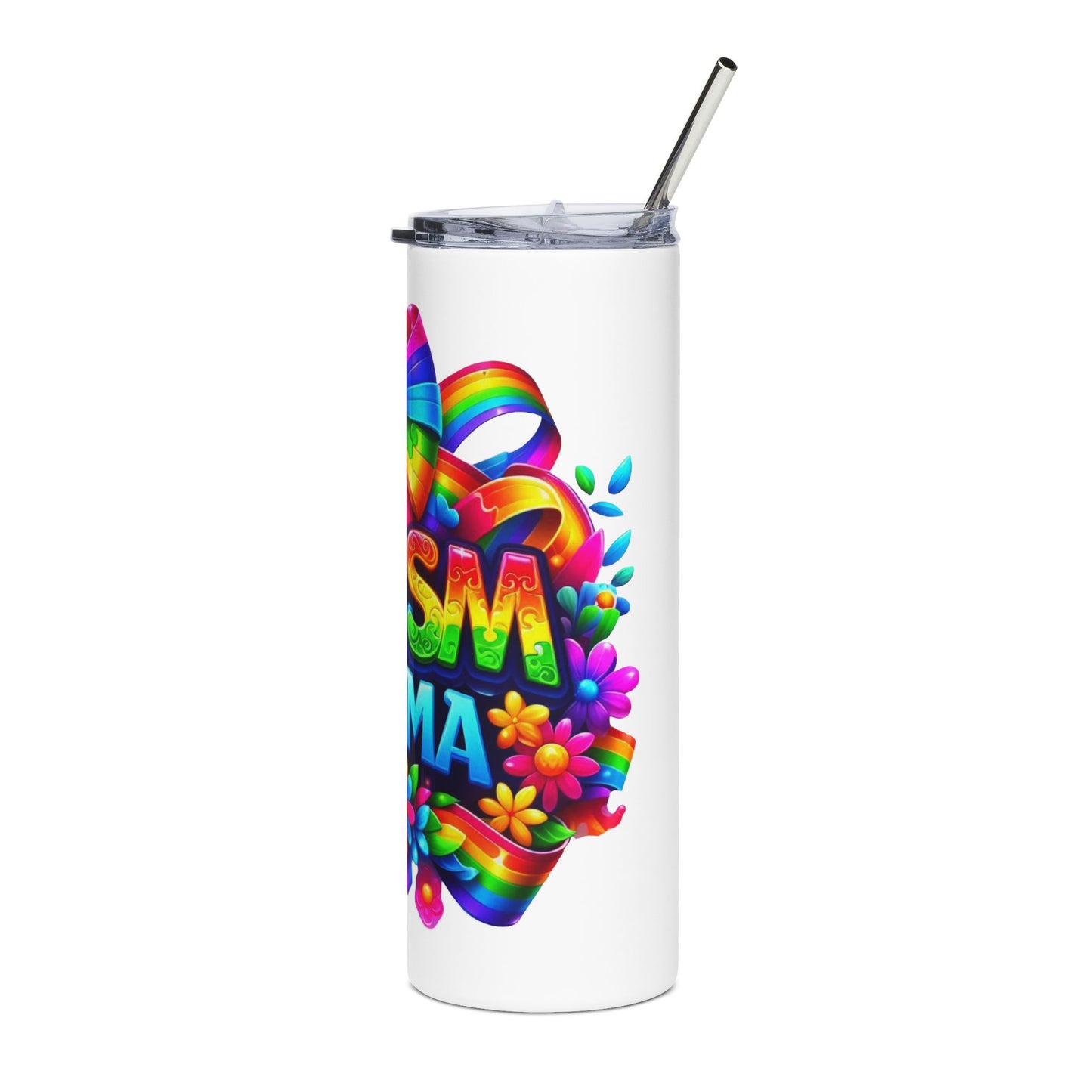 Colorful Autism Mom Stainless Steel Tumbler | 20oz Insulated Mug for Awareness & Celebrations