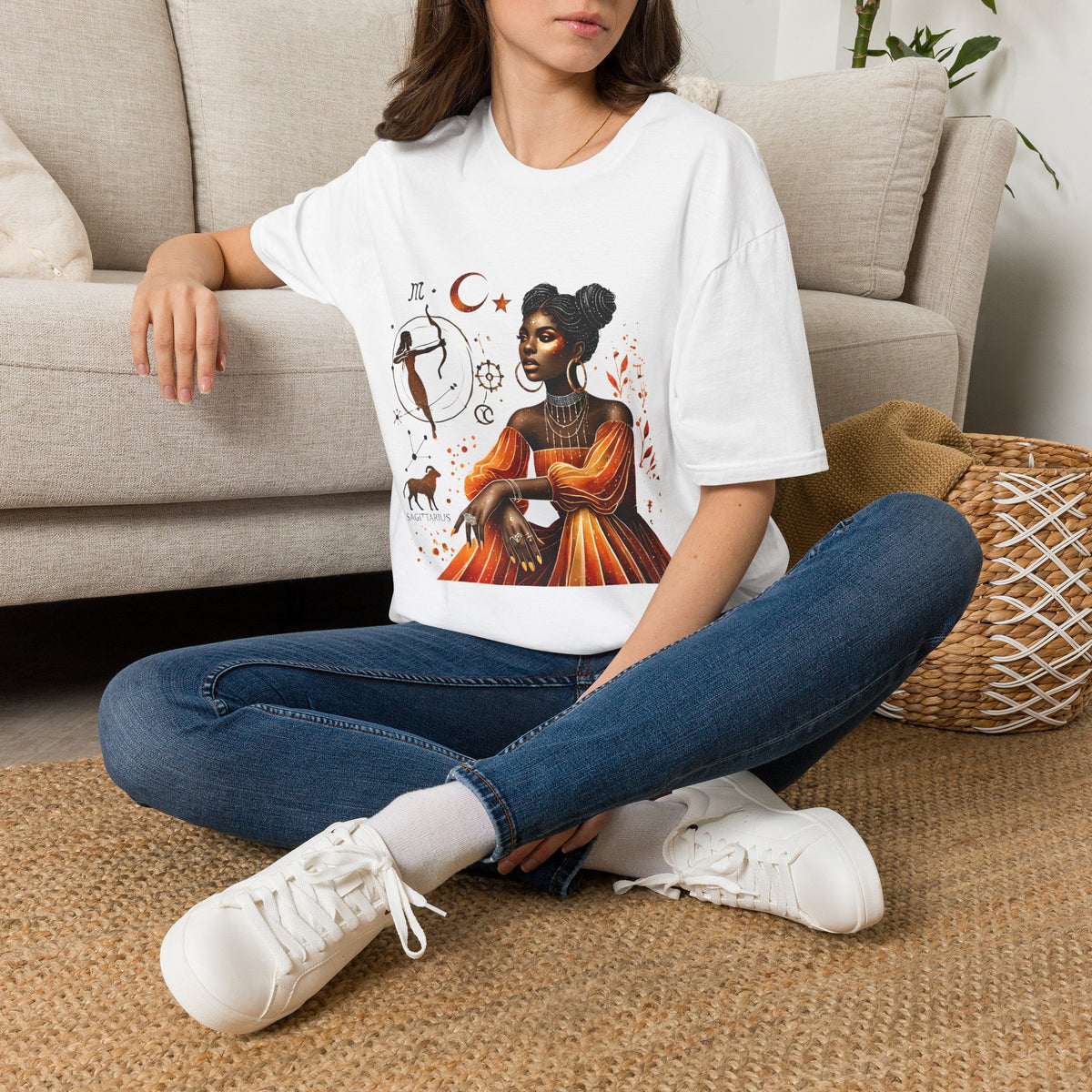 Astrology Queen T-Shirt — Black Woman Zodiac Art Tee