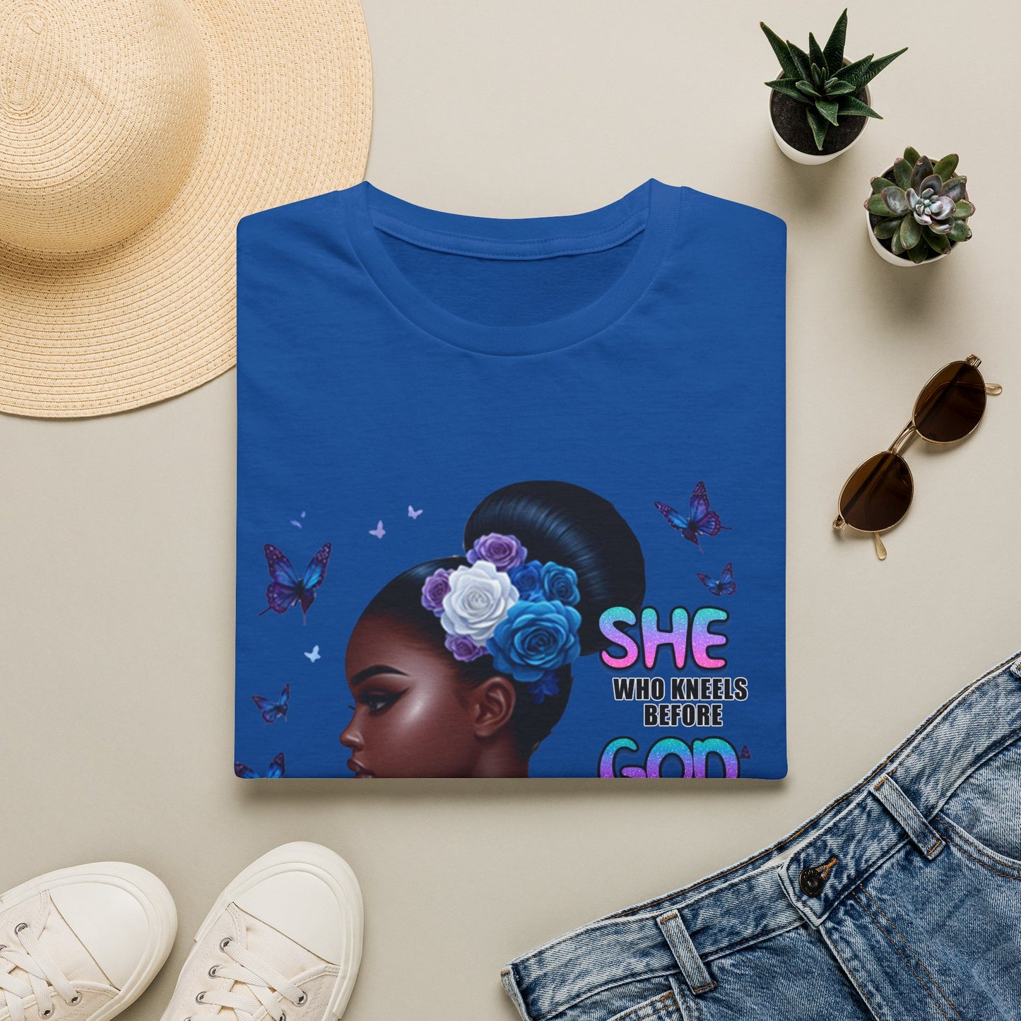She Who Kneels Before God T-Shirt — Black Girl Faith Graphic Tee