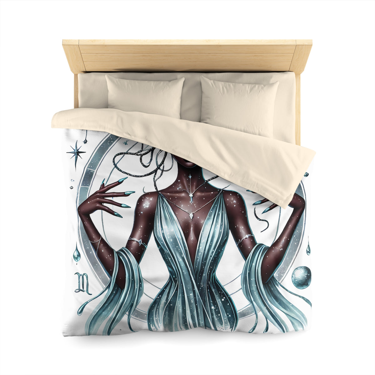 Aquarius Goddess Duvet Cover — Celestial Zodiac Bedding for Astrology Lovers