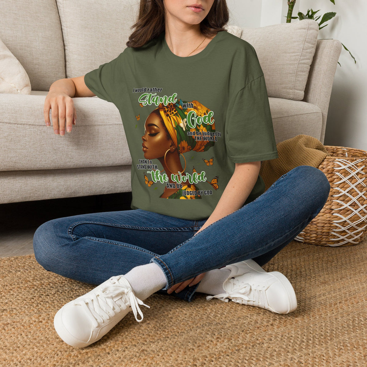 Faithful Woman T-Shirt - "I Would Rather Stand With God" Inspirational Christian Tee