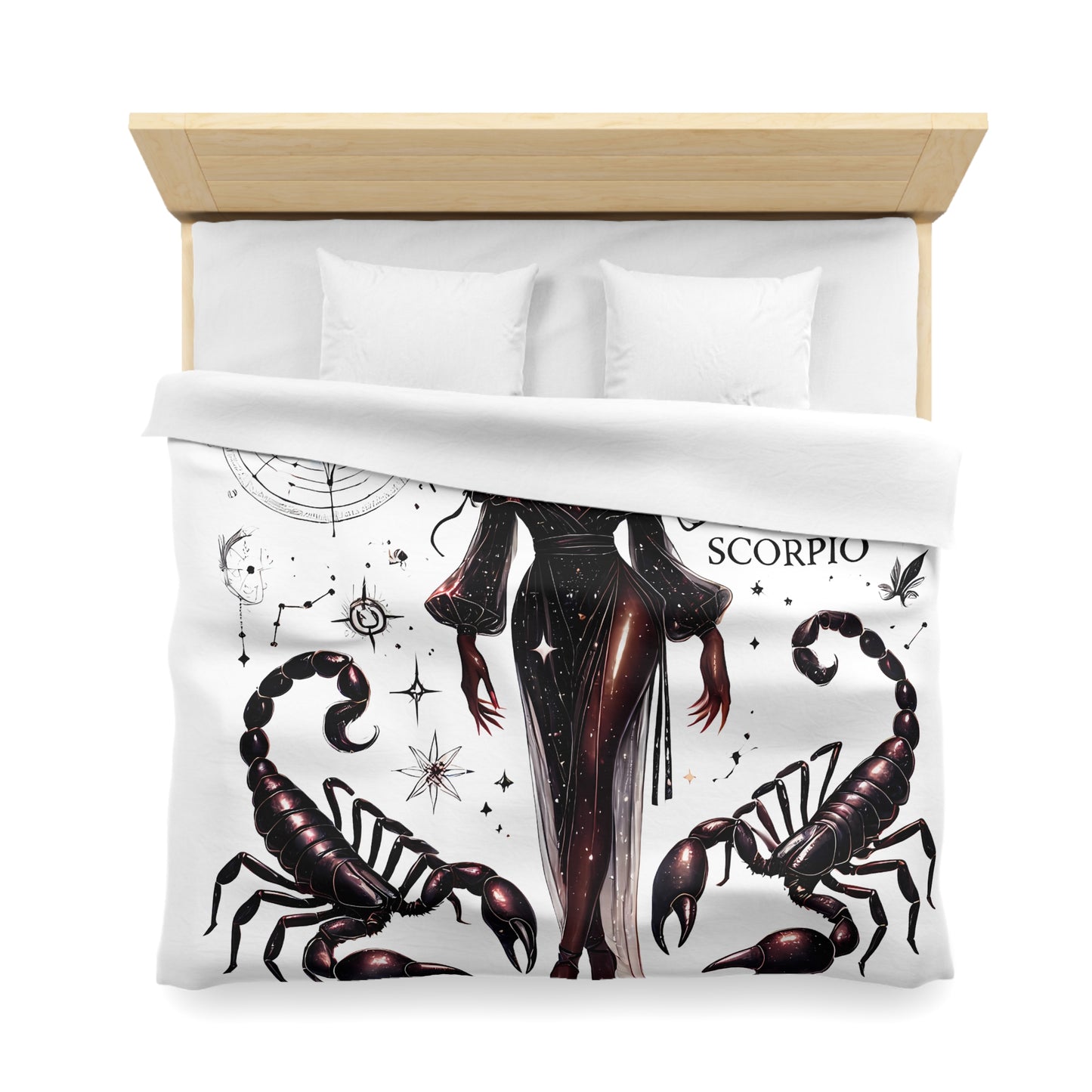 Scorpio Zodiac Duvet Cover — Celestial Scorpio Bedding with Scorpion Art