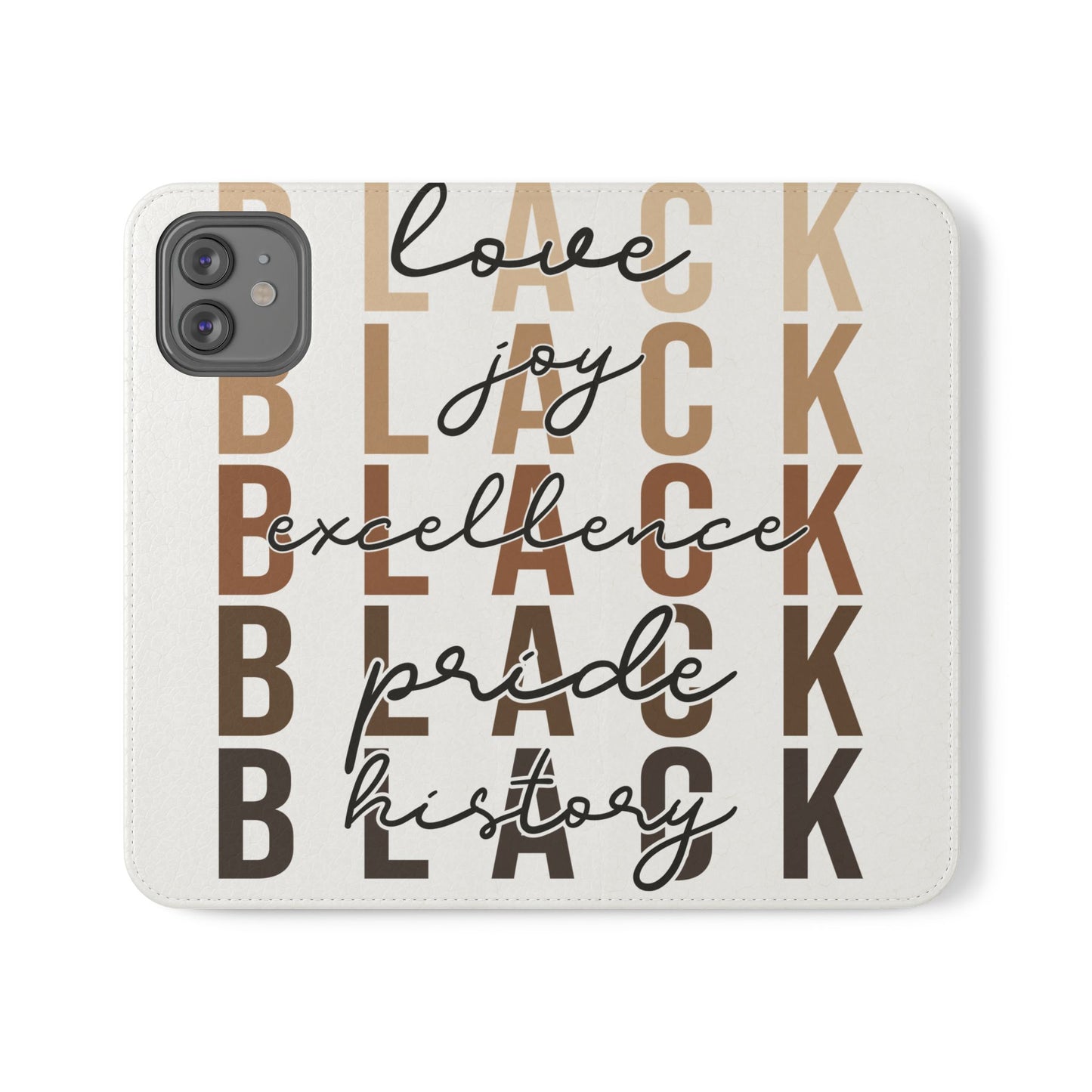 Flip Phone Case — "Black" Typography with Love, Joy, Pride & History