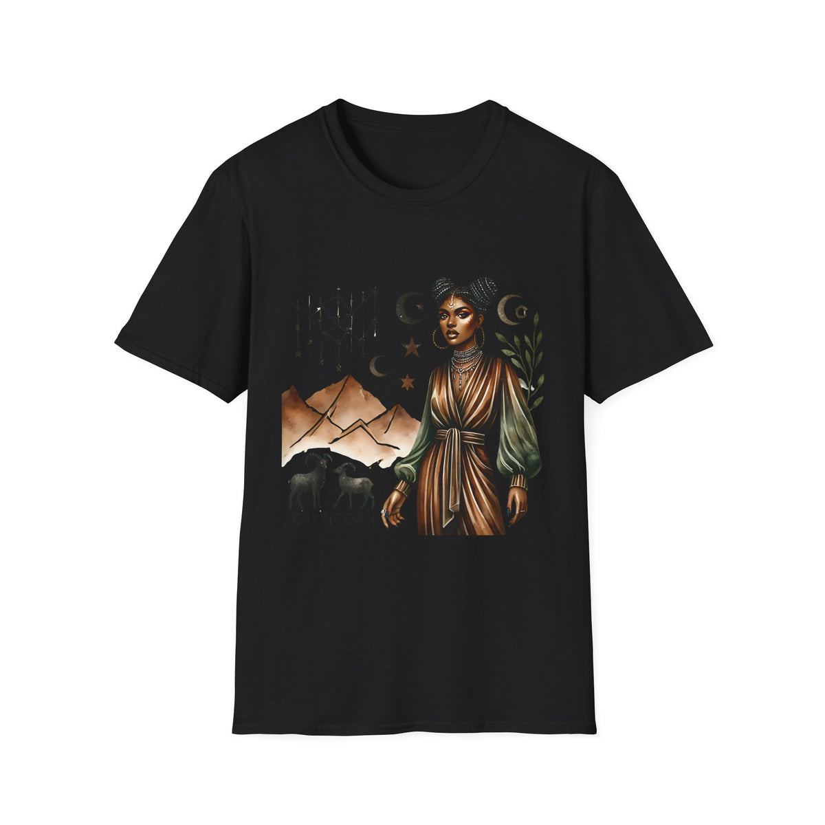 Astro Desert Woman T-Shirt — Celestial Boho Graphic Tee