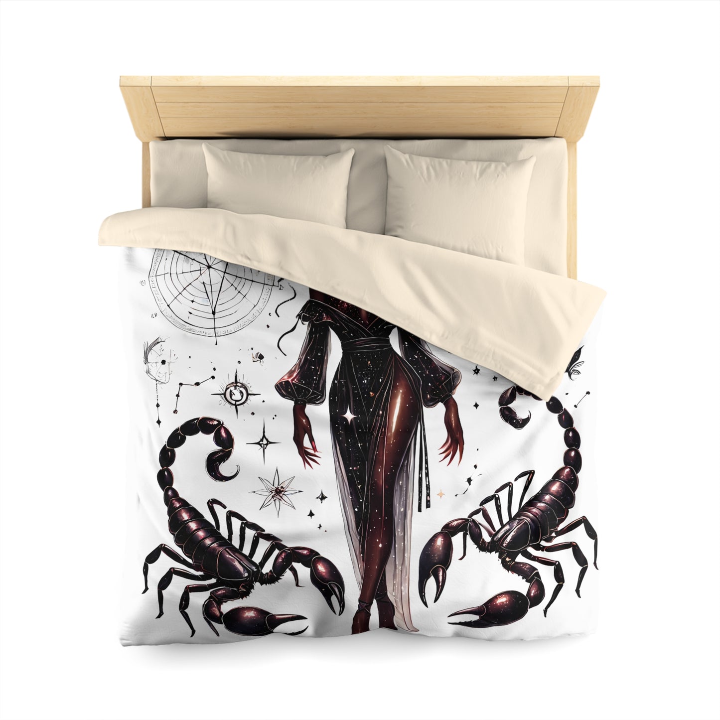 Scorpio Zodiac Duvet Cover — Celestial Scorpio Bedding with Scorpion Art