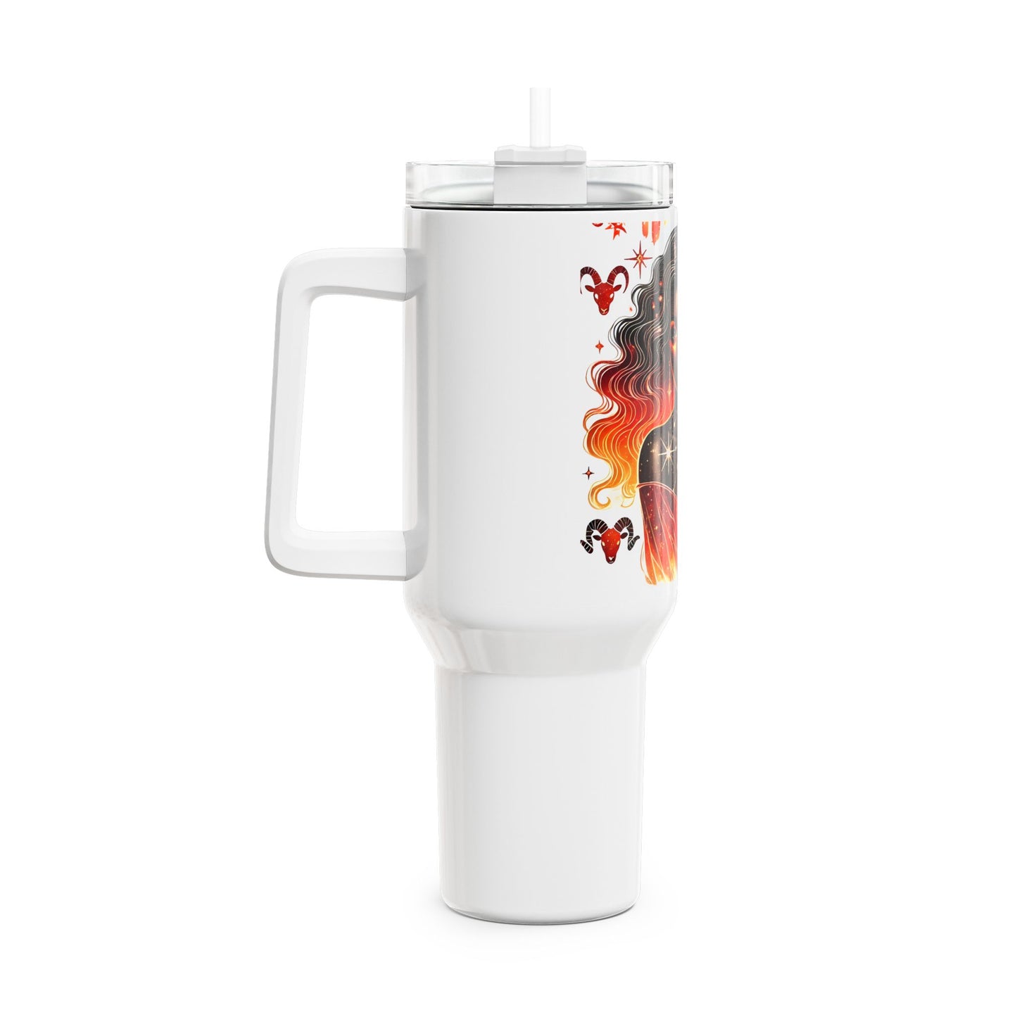 40oz Fire Element Zodiac Tumbler — Fiery Aries Goddess Travel Mug