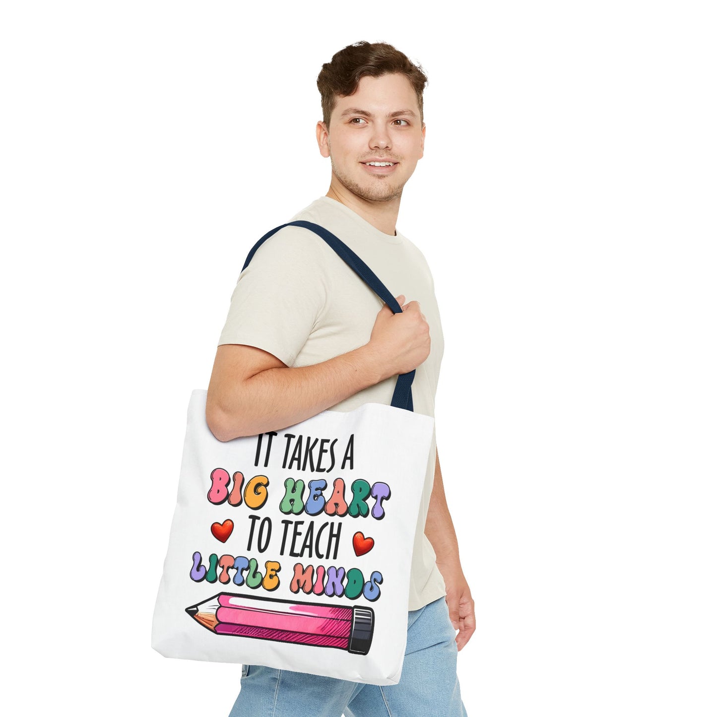 Big Heart Teacher Tote Bag - Colorful Design for Educators