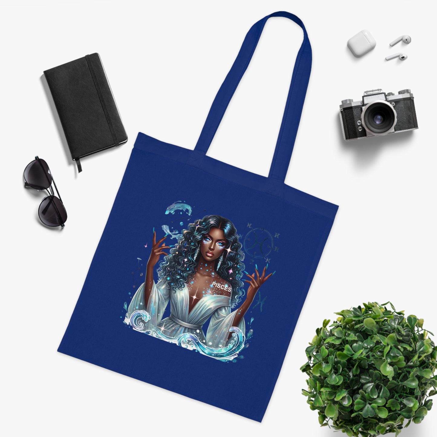 Aquarius Goddess Tote Bag — Astrology Zodiac Cotton Tote with ‘Aquarius’ Water Spirit Design