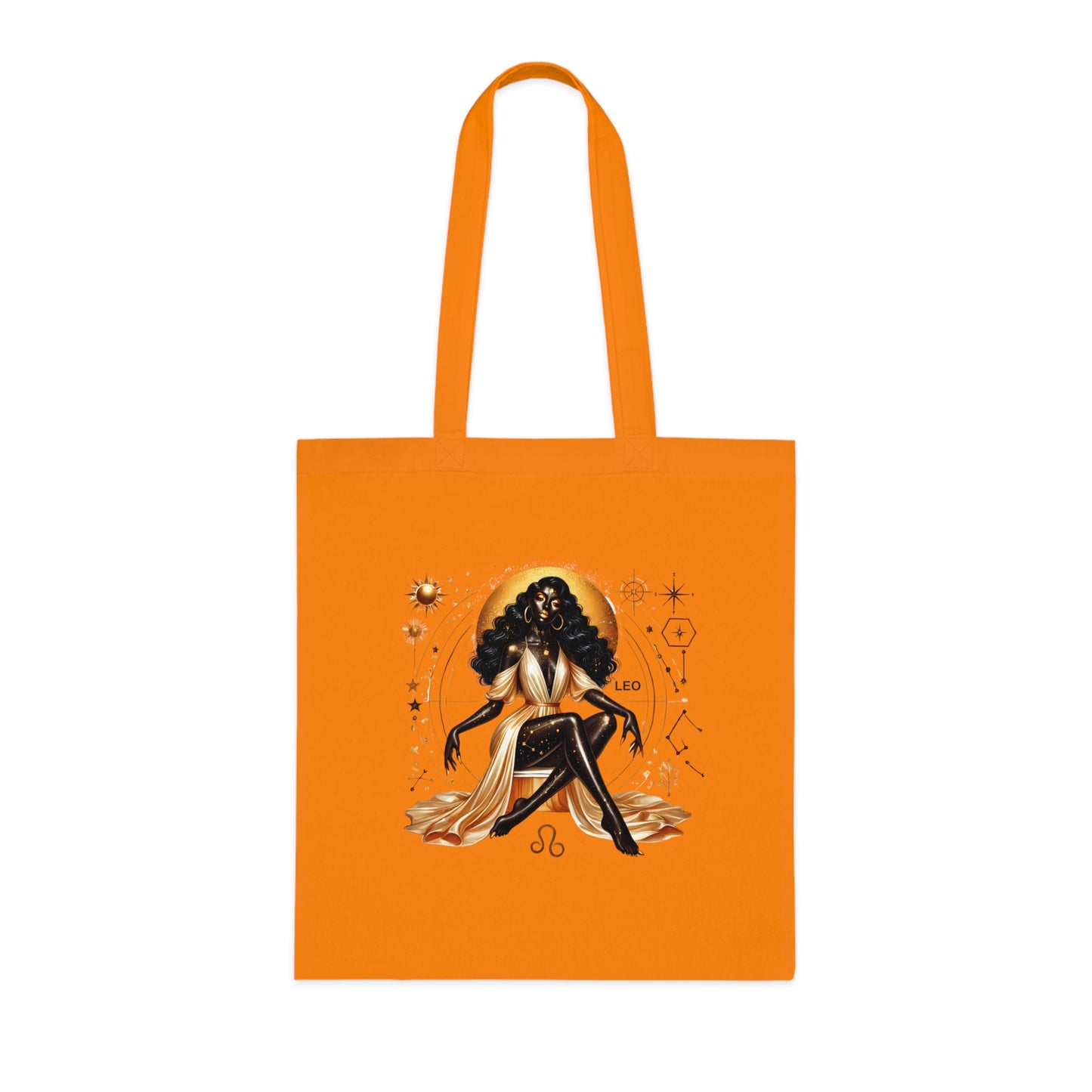 Leo Zodiac Cotton Tote — Golden Astrology Art Bag