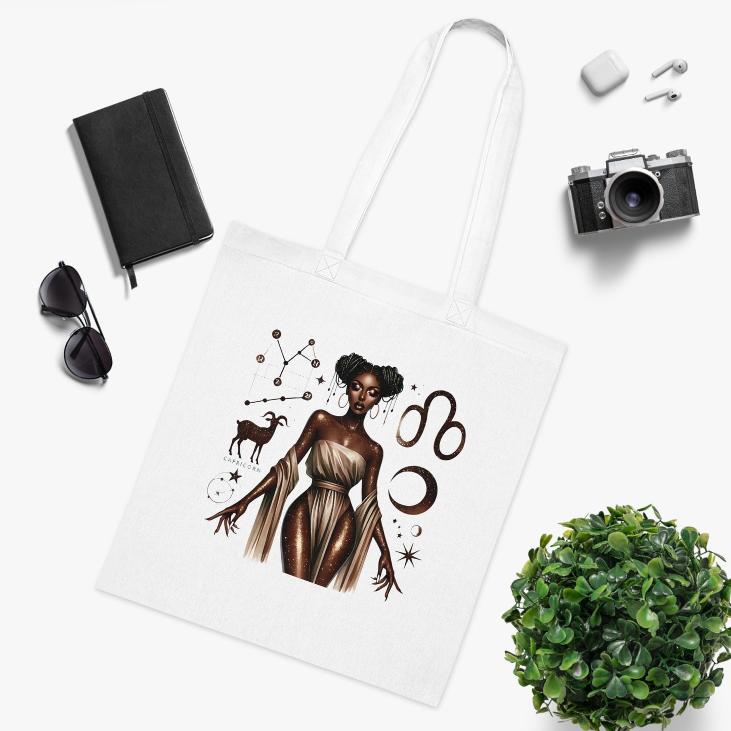 Leo Zodiac Tote Bag — Afrocentric Astrology Cotton Tote (Leo Symbols & 'Leo' Design)