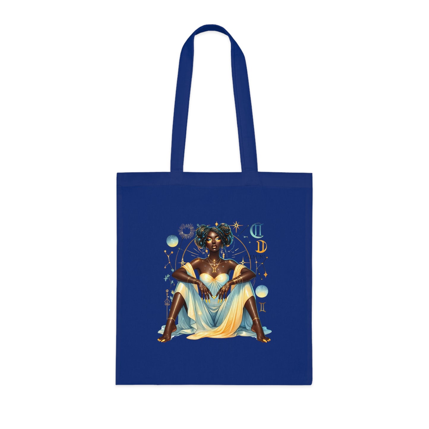 Zodiac Gemini Goddess Cotton Tote Bag — Astrological Art Market Tote