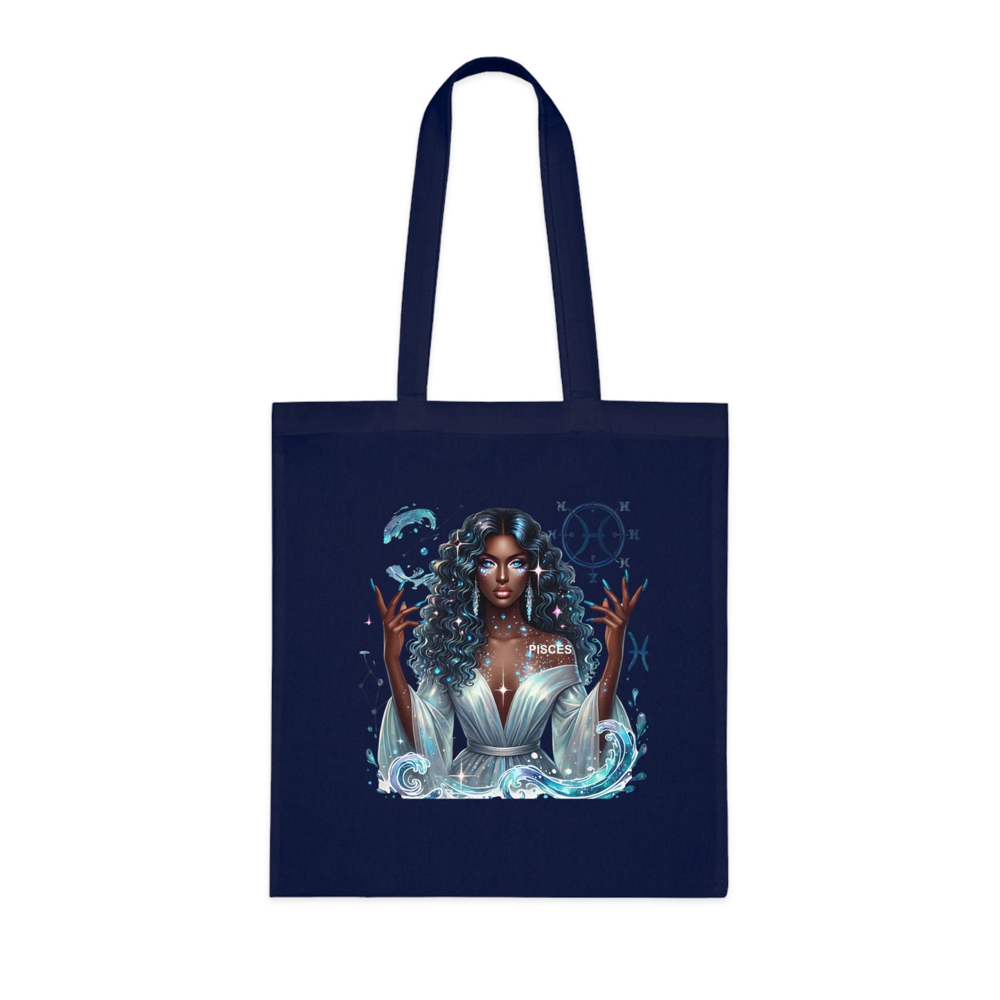 Aquarius Goddess Tote Bag — Astrology Zodiac Cotton Tote with ‘Aquarius’ Water Spirit Design