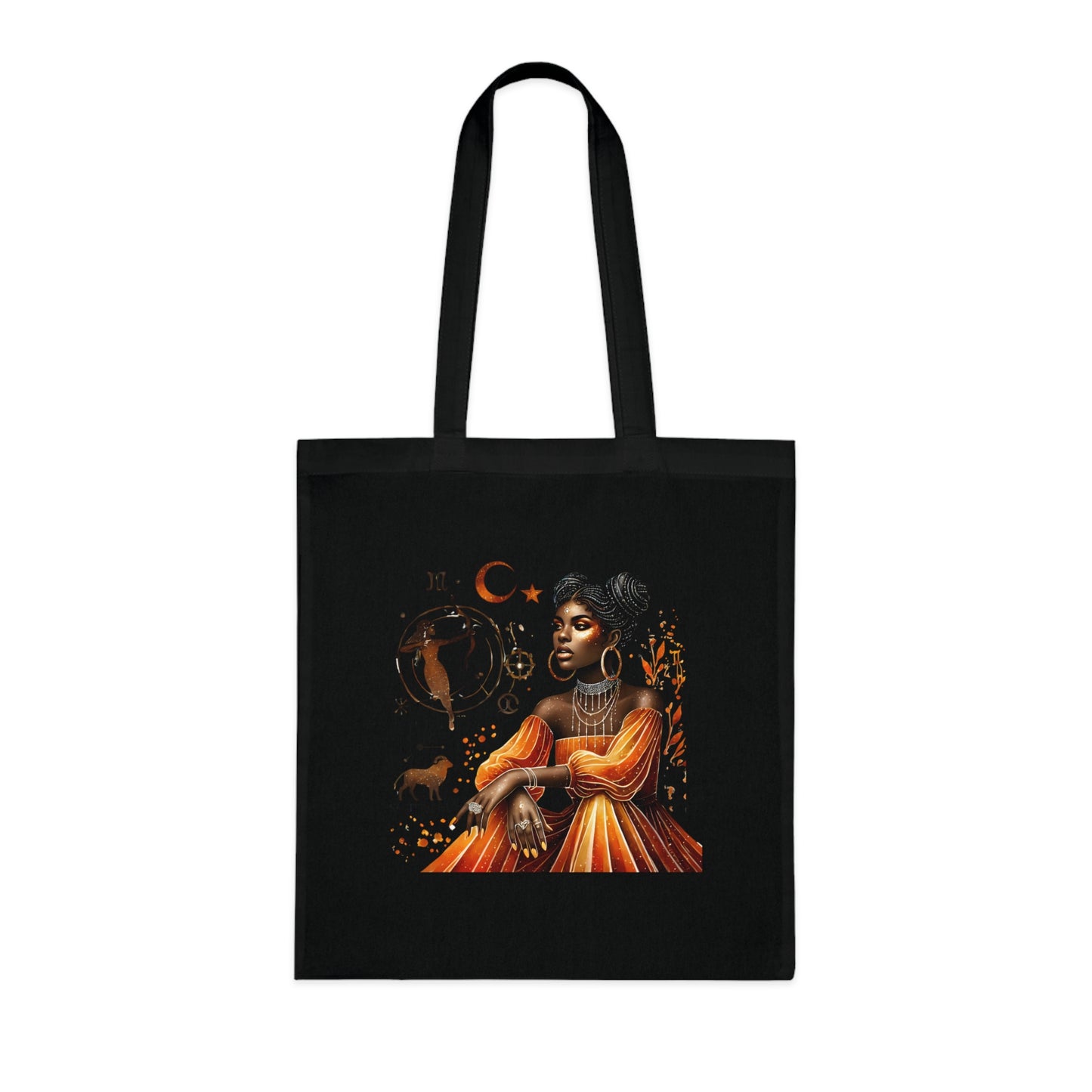 Sagittarius Zodiac Tote — Black Woman Archer Astrology Cotton Tote Bag