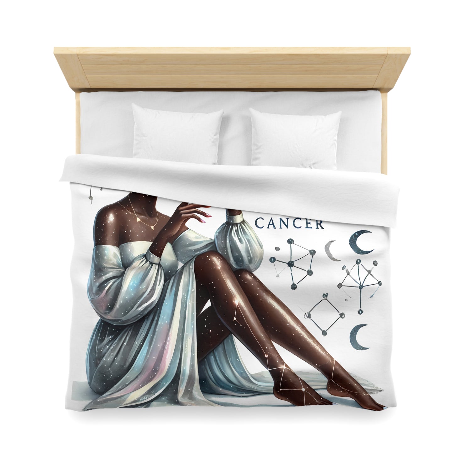 Cancer Zodiac Duvet Cover — Elegant Astrological Bedding with 'Cancer' Artwork