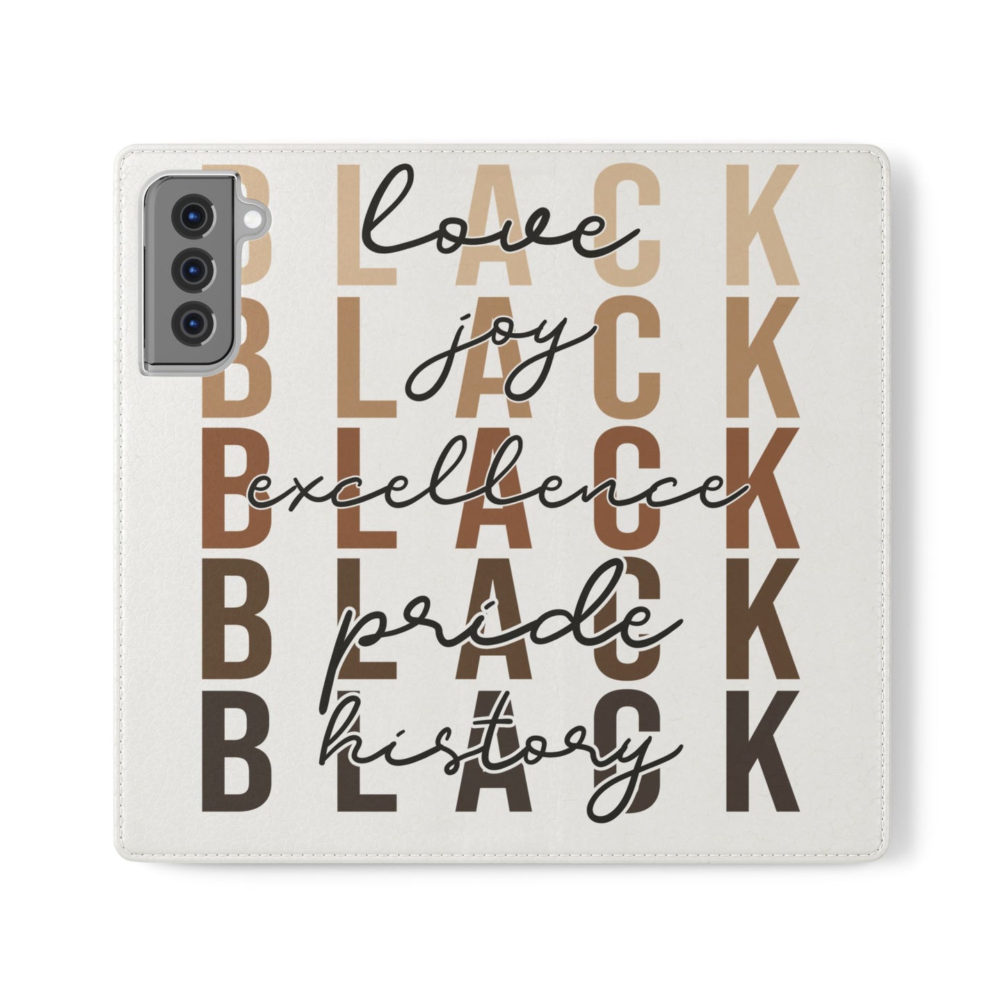 Flip Phone Case — "Black" Typography with Love, Joy, Pride & History