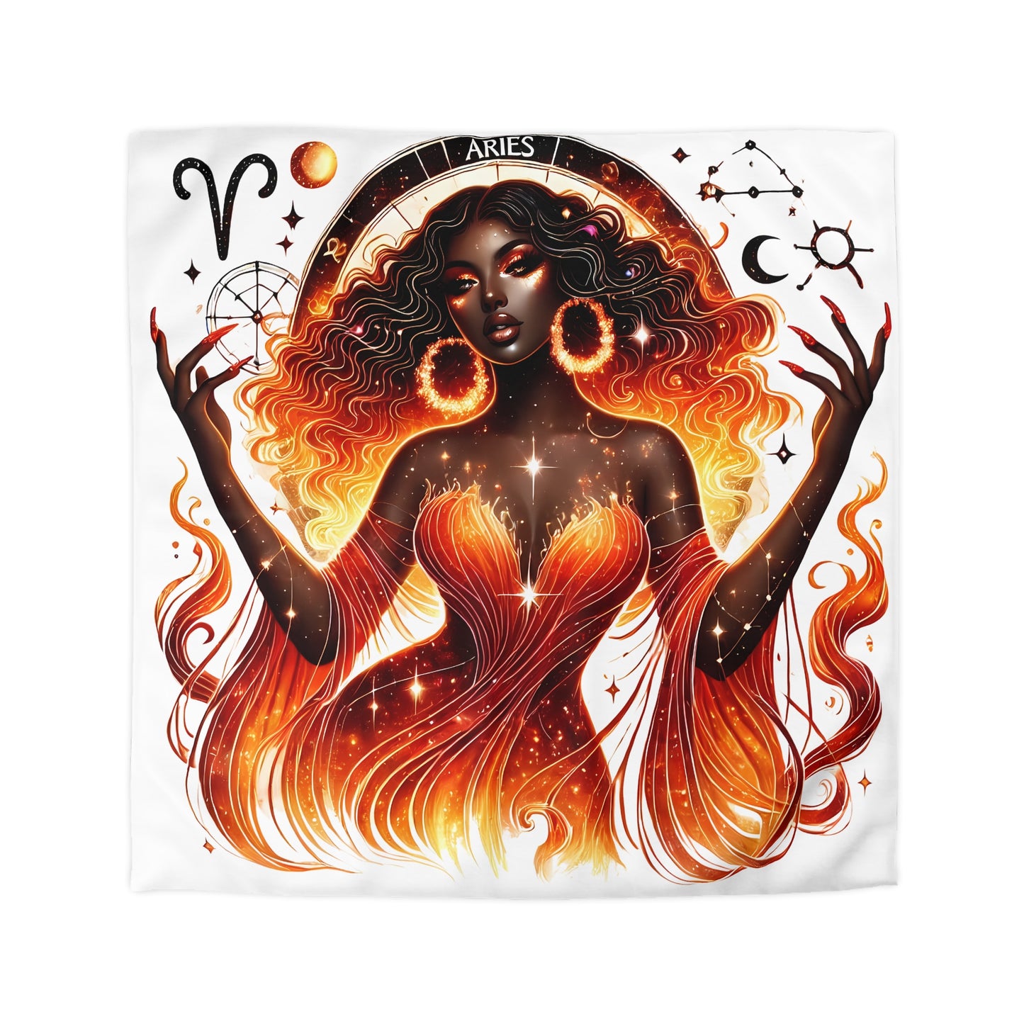 Aries Fire Goddess Duvet Cover — Zodiac Astrology Bedding