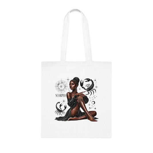 Scorpio Zodiac Tote Bag – Black Woman Astrology Cotton Shopper ("Scorpio")