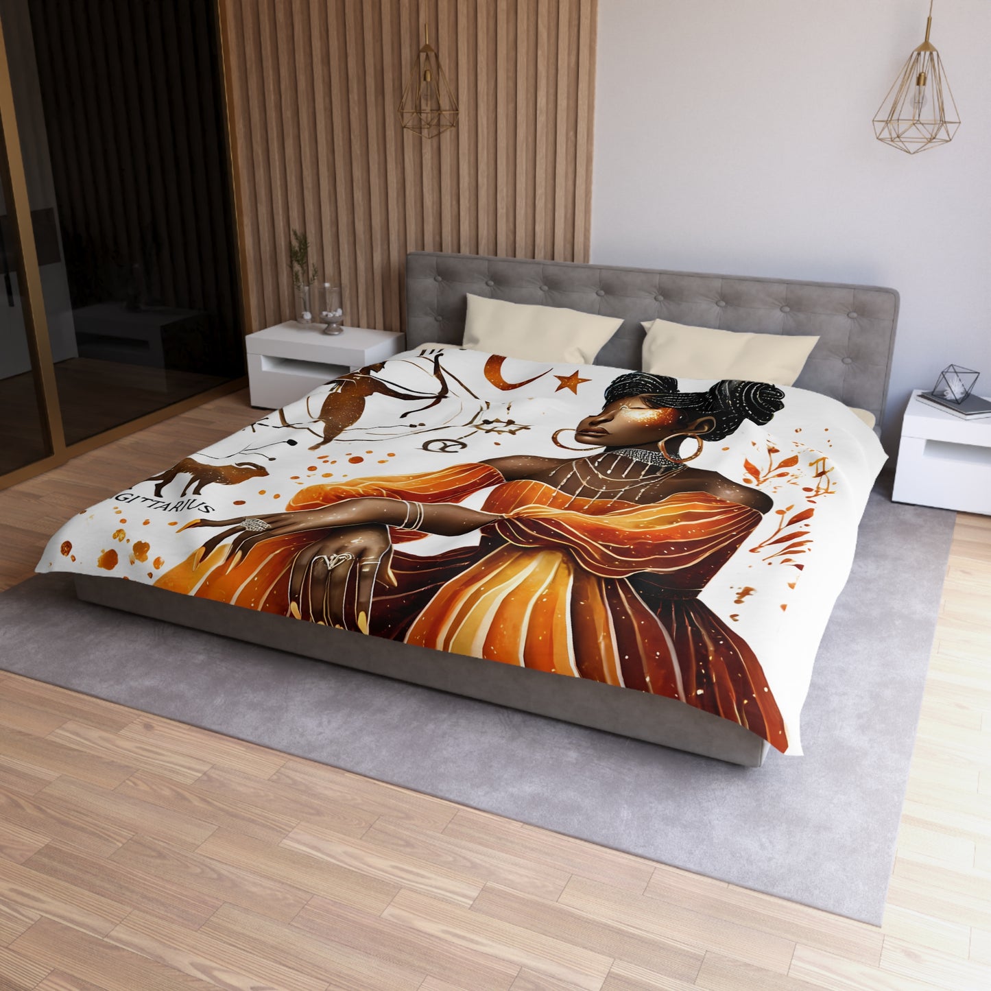 Sagittarius Zodiac Duvet Cover — African Goddess Astrology Bedding