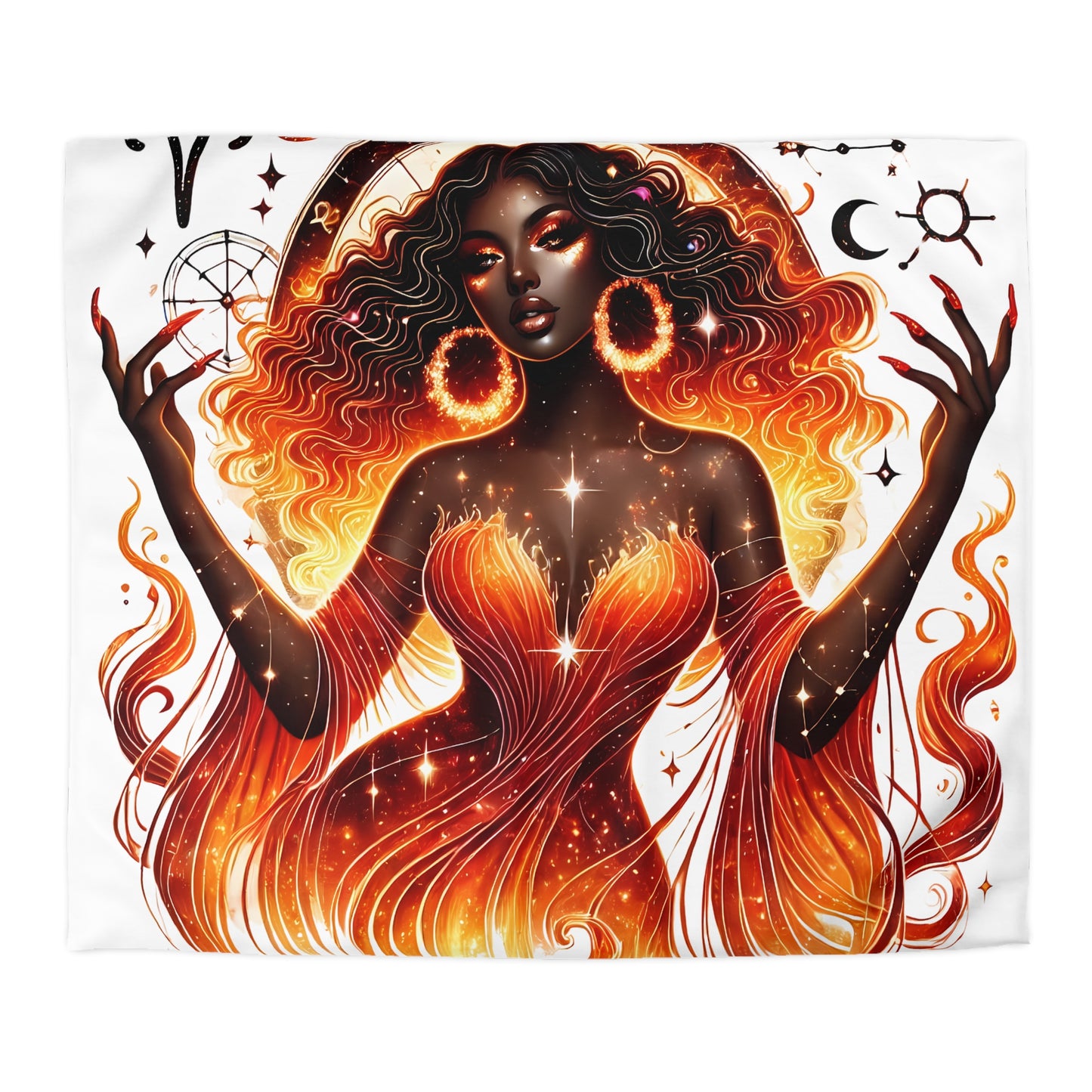 Aries Fire Goddess Duvet Cover — Zodiac Astrology Bedding