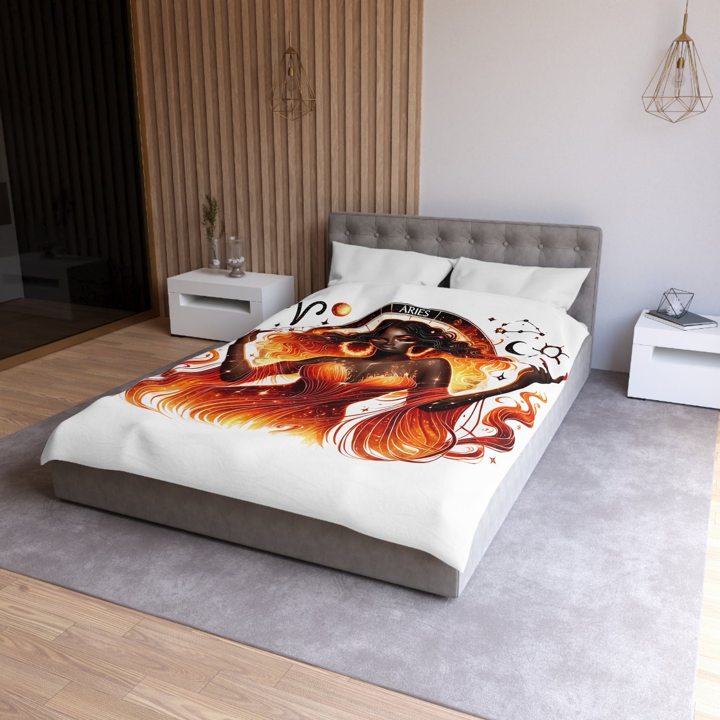Aries Fire Goddess Duvet Cover — Zodiac Astrology Bedding