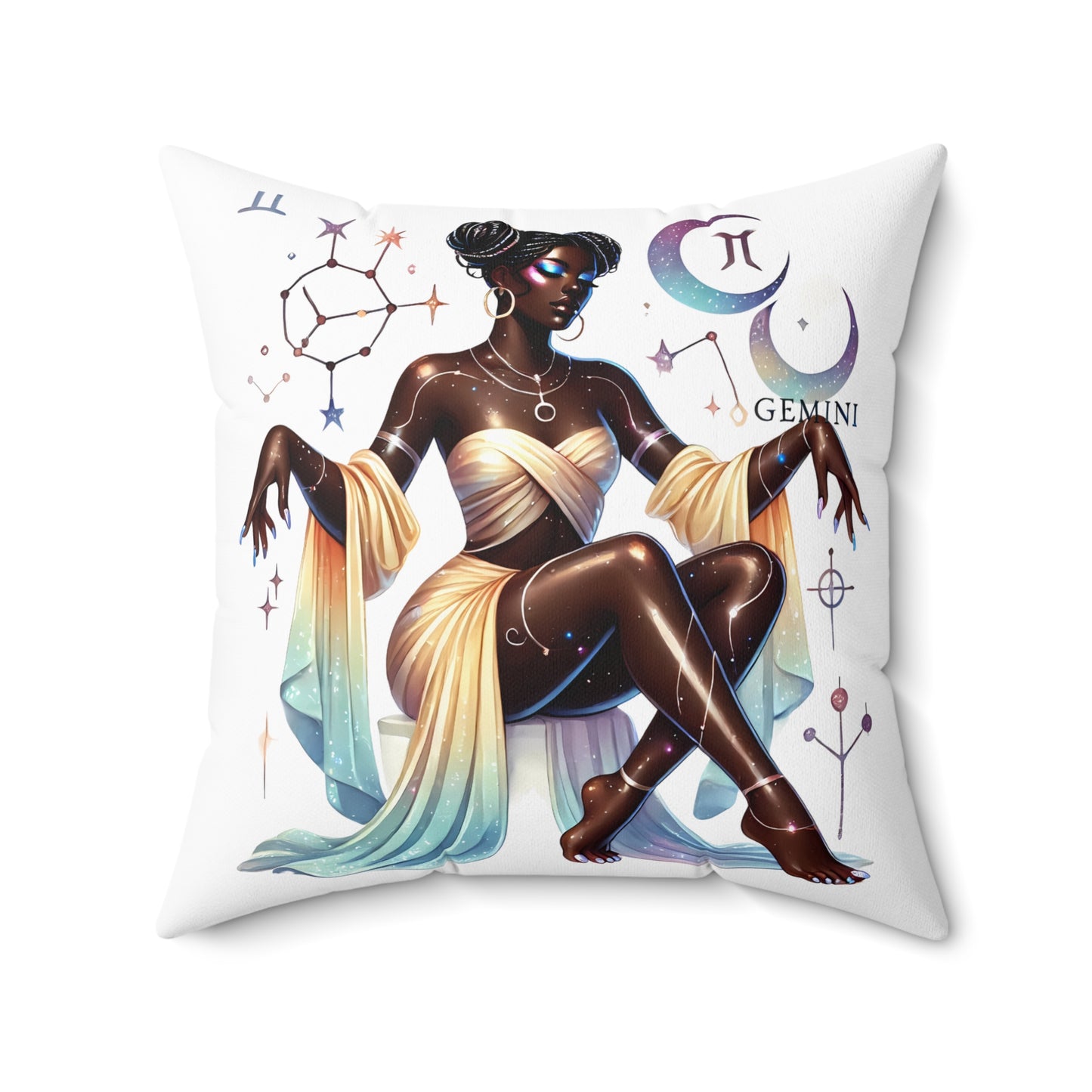 Gemini Zodiac Pillow — Elegant Cosmic Astrology Throw Pillow