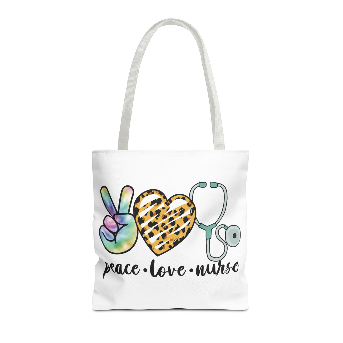 Peace Love Nurse Tote Bag — Cute Nurse Gift with Stethoscope Design
