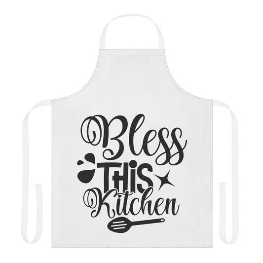 Inspirational Kitchen Apron with 5-Color Straps - 'Bless This Kitchen'