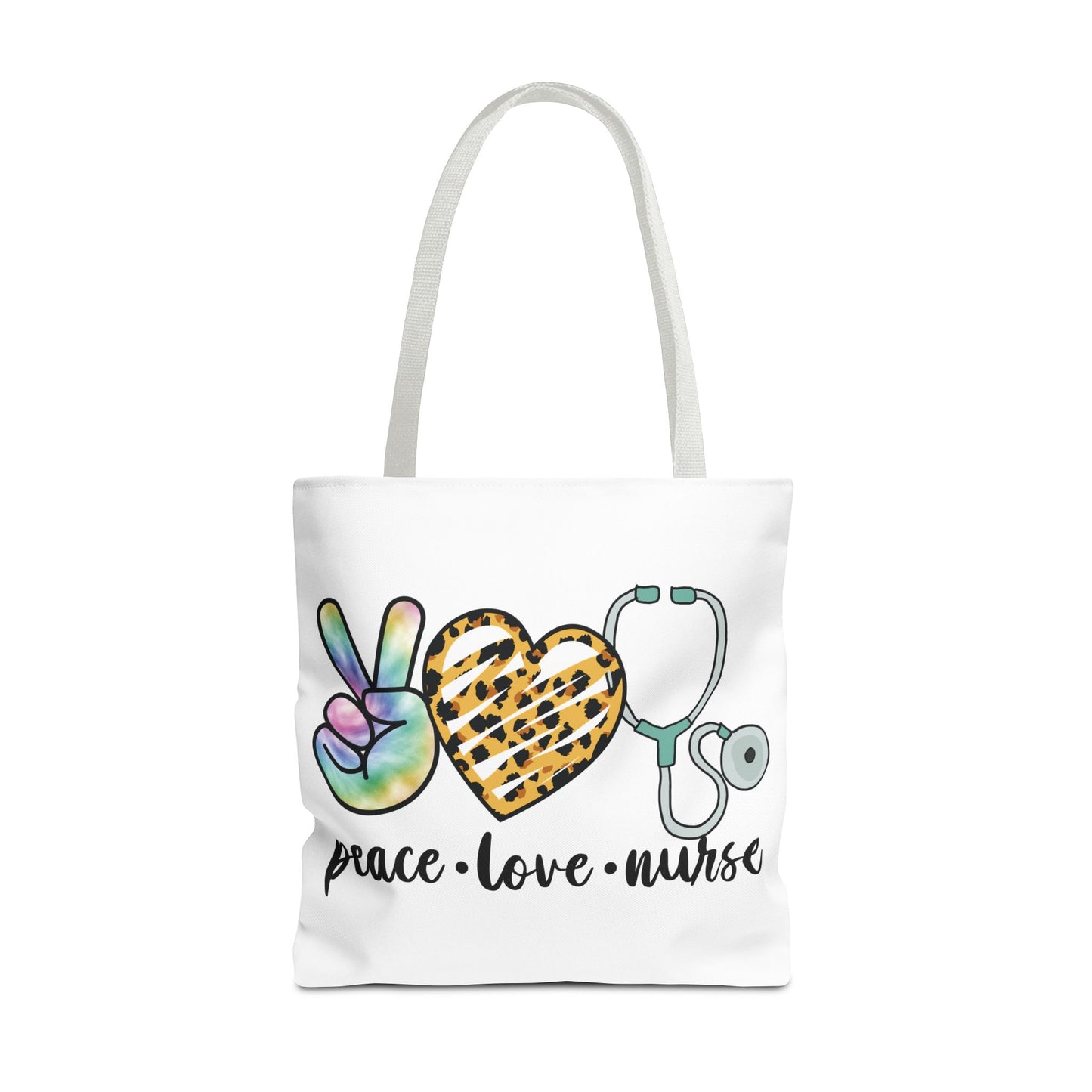 Peace Love Nurse Tote Bag — Cute Nurse Gift with Stethoscope Design