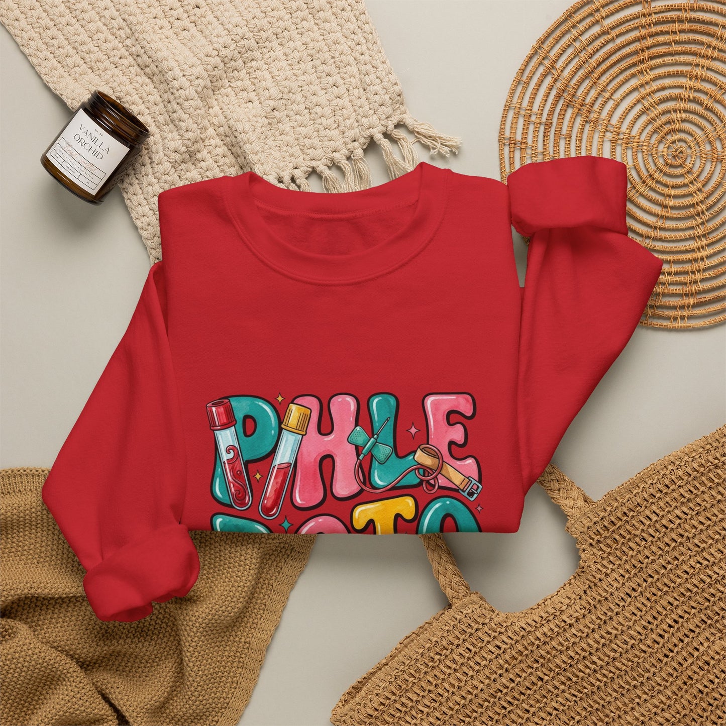 Crewneck Sweatshirt — Colorful Bubble Letter Graphic (“Pikle Boto Mist”)