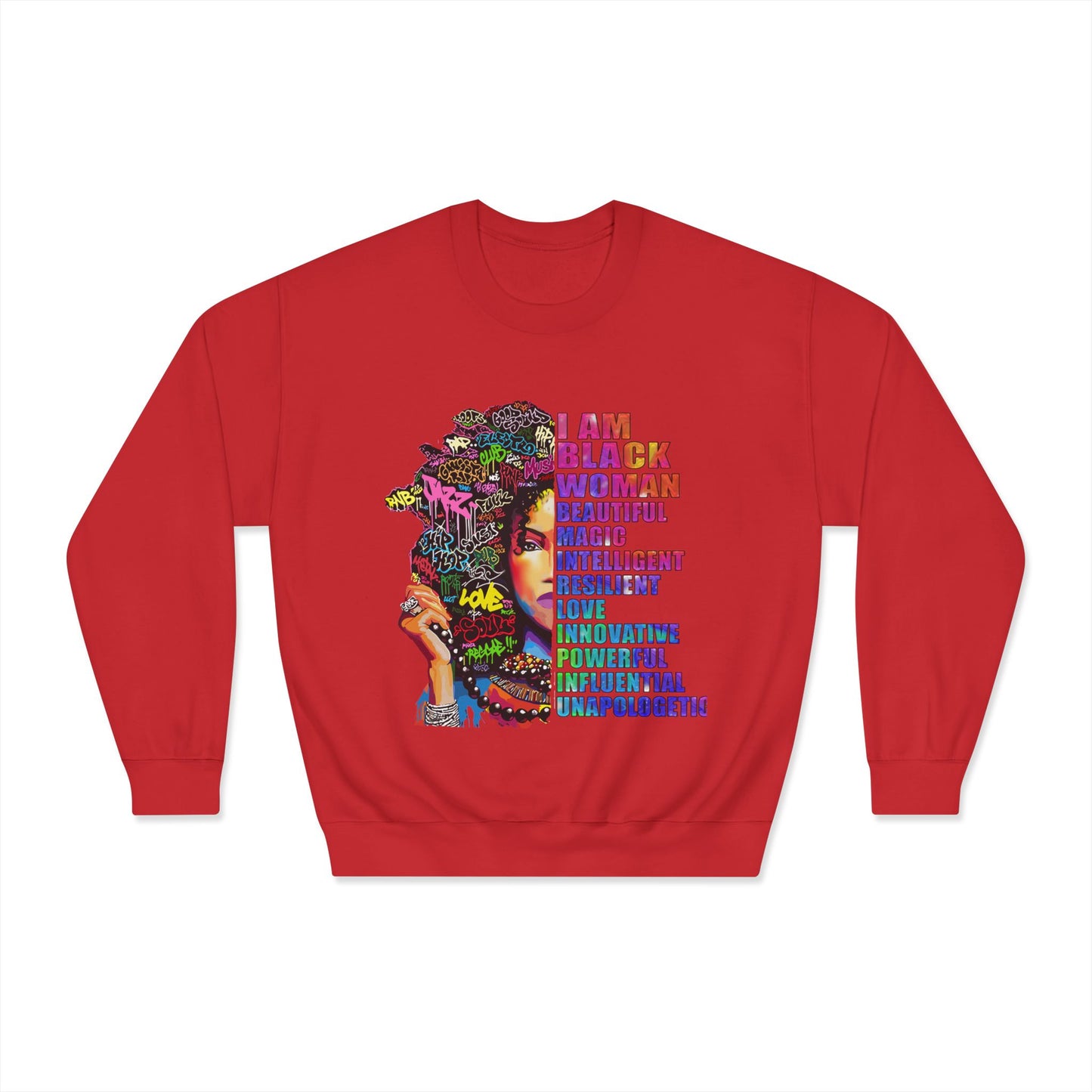 Black Woman Affirmation Sweatshirt — "I Am Black Woman" Empowerment Crewneck