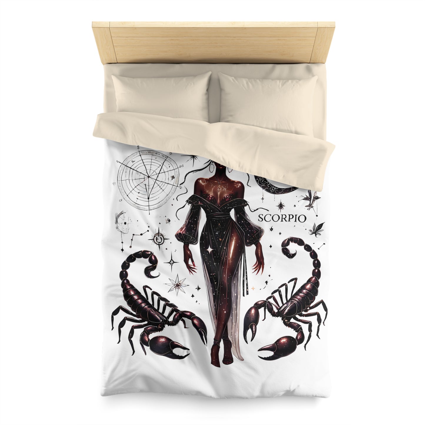Scorpio Zodiac Duvet Cover — Celestial Scorpio Bedding with Scorpion Art
