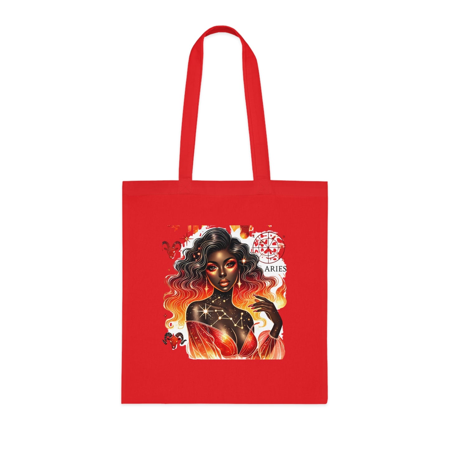 Aries Zodiac Tote Bag — Fiery Goddess Astrology Cotton Tote
