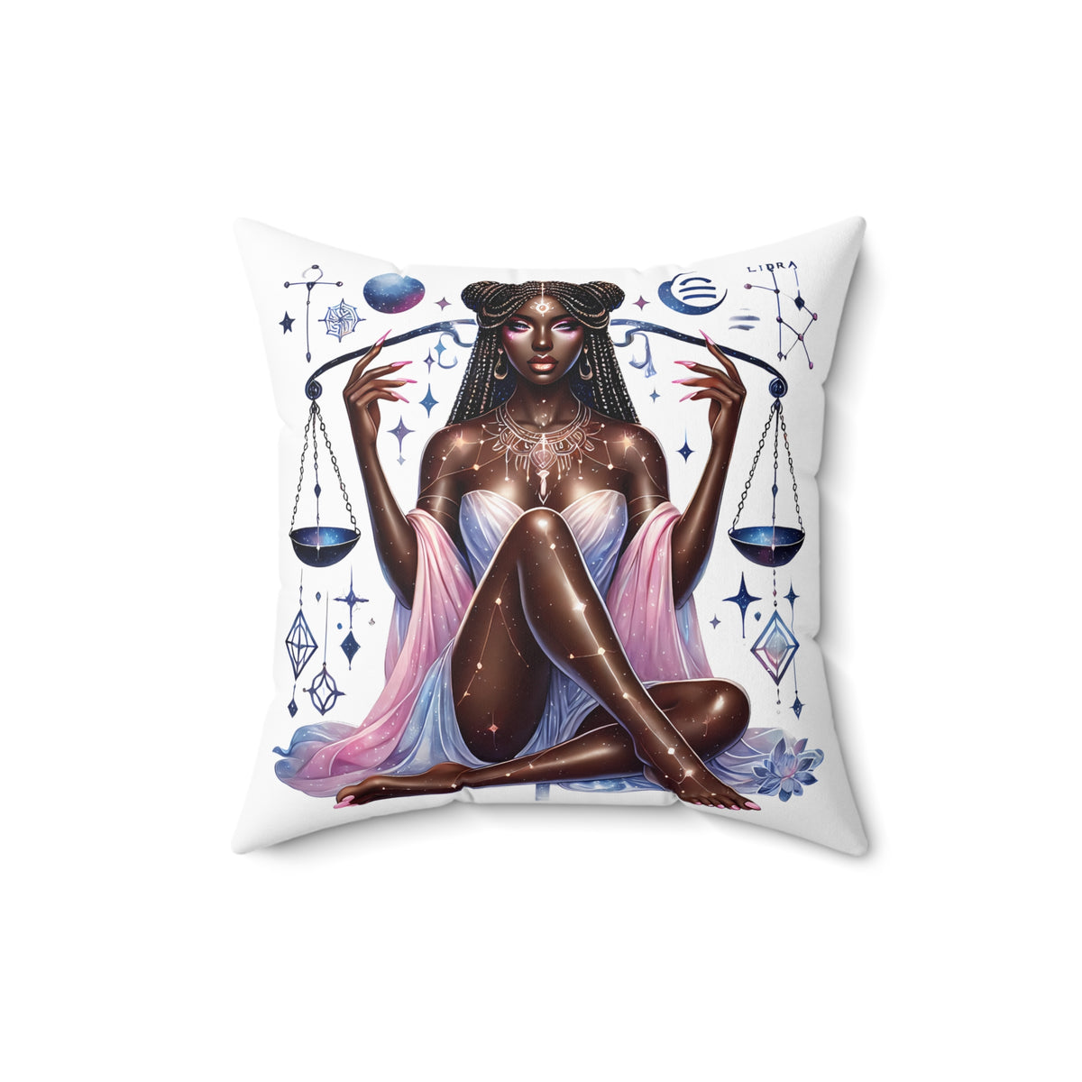 Libra Goddess Square Pillow — Zodiac Astrology Decorative Throw Pillow