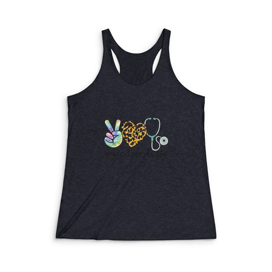 Peace Love Nurse Racerback Tank Top - Cute Graphic Tee for Nurses