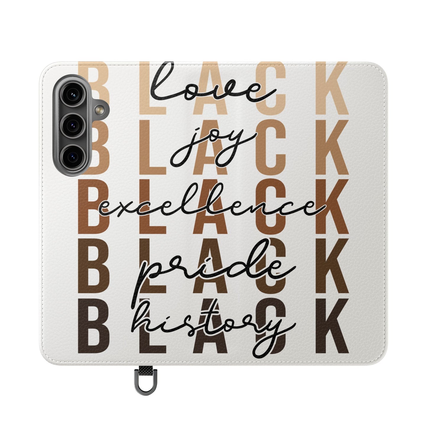 Flip Phone Case — "Black" Typography with Love, Joy, Pride & History