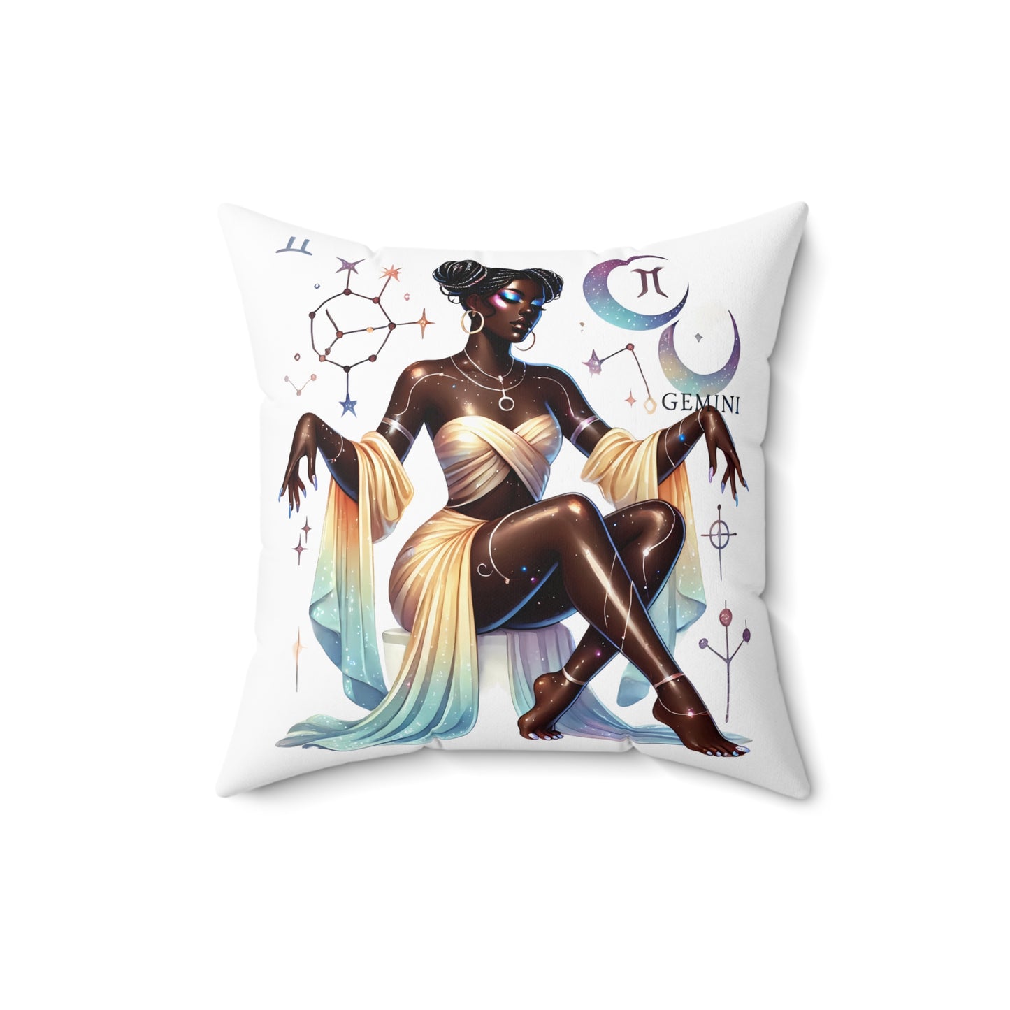 Gemini Zodiac Pillow — Elegant Cosmic Astrology Throw Pillow