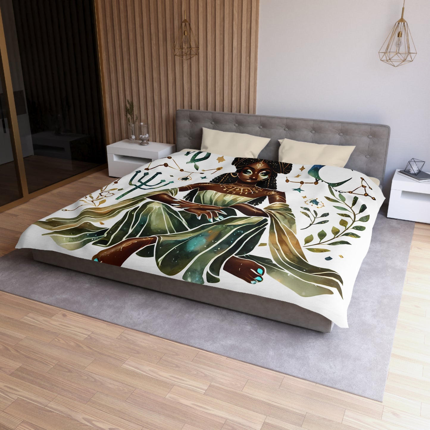 Virgo Goddess Duvet Cover — Zodiac Astrology Microfiber Bedding